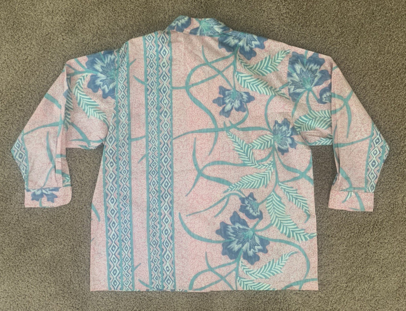 Vtg Reyn Spooner Hawaiian Aloha Pink Reverse Print Front Pockets Lady’s Shirt Lg
