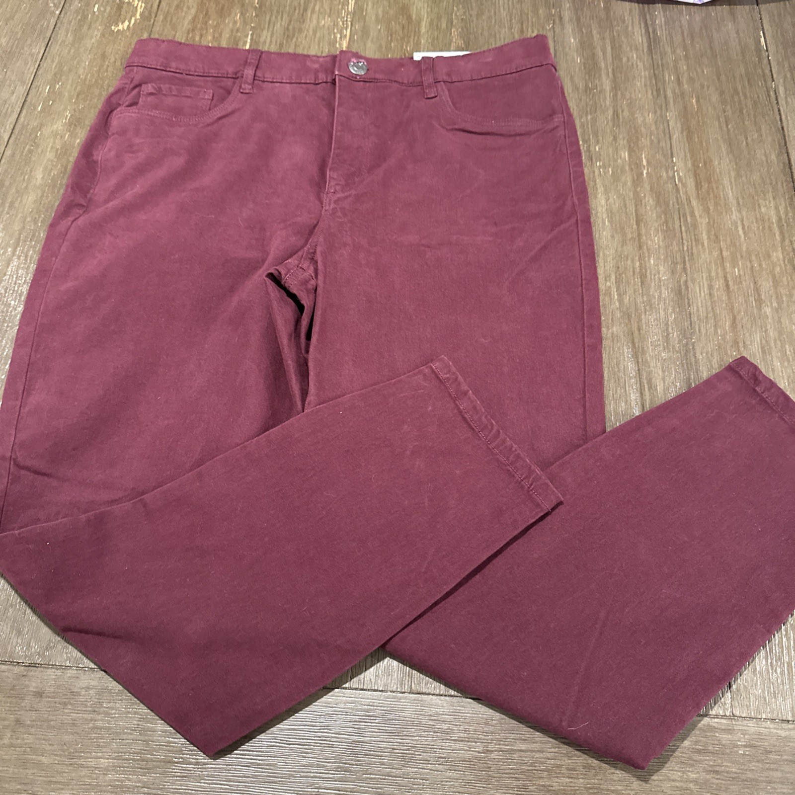 Loft Brand Regular Skinny Jeans Size 32/14 Burgundy Wine Mid Rise
