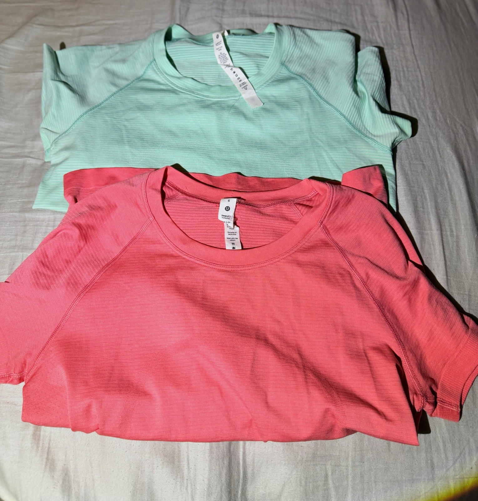 Lululemon Swiftly Tech Short Sleeve 2.0 Shirt Lot Size 6 Mint Coral Pink 2 Pack