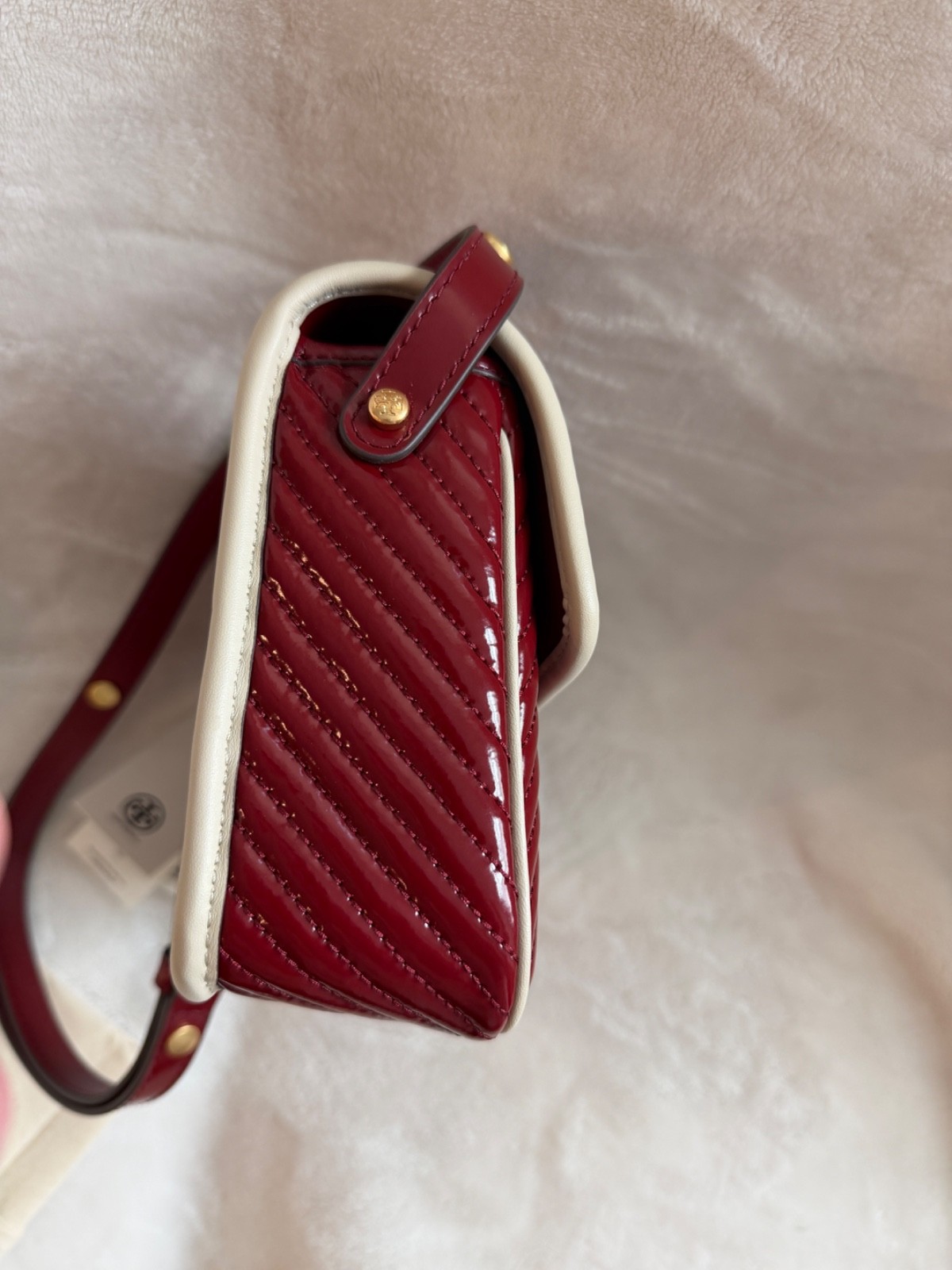 NWT Tory Burch Robinson Quilted Patent Leather Shoulder Crossbody Red Bag RARE