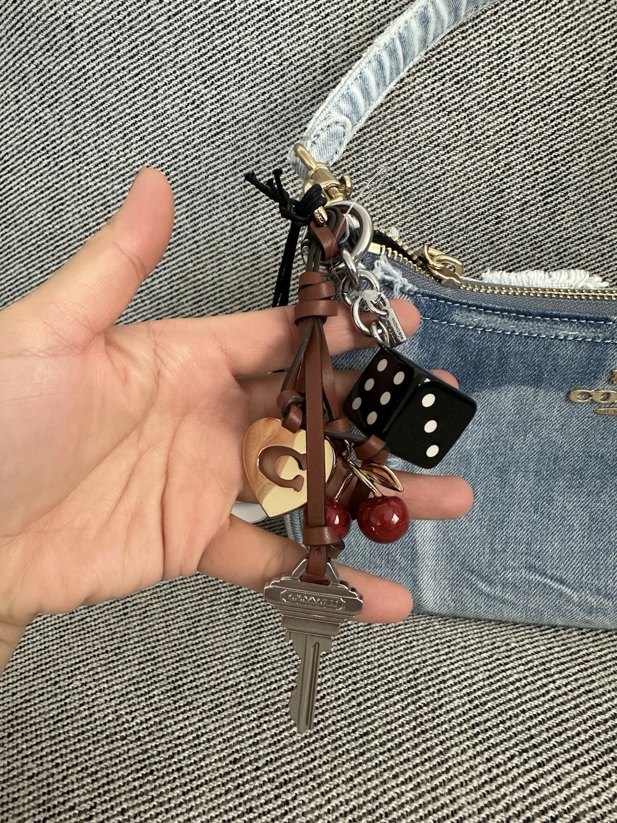 COACH Teri Shoulder Bag In Loved Denim With Charms CDY76 NWT Crossbody