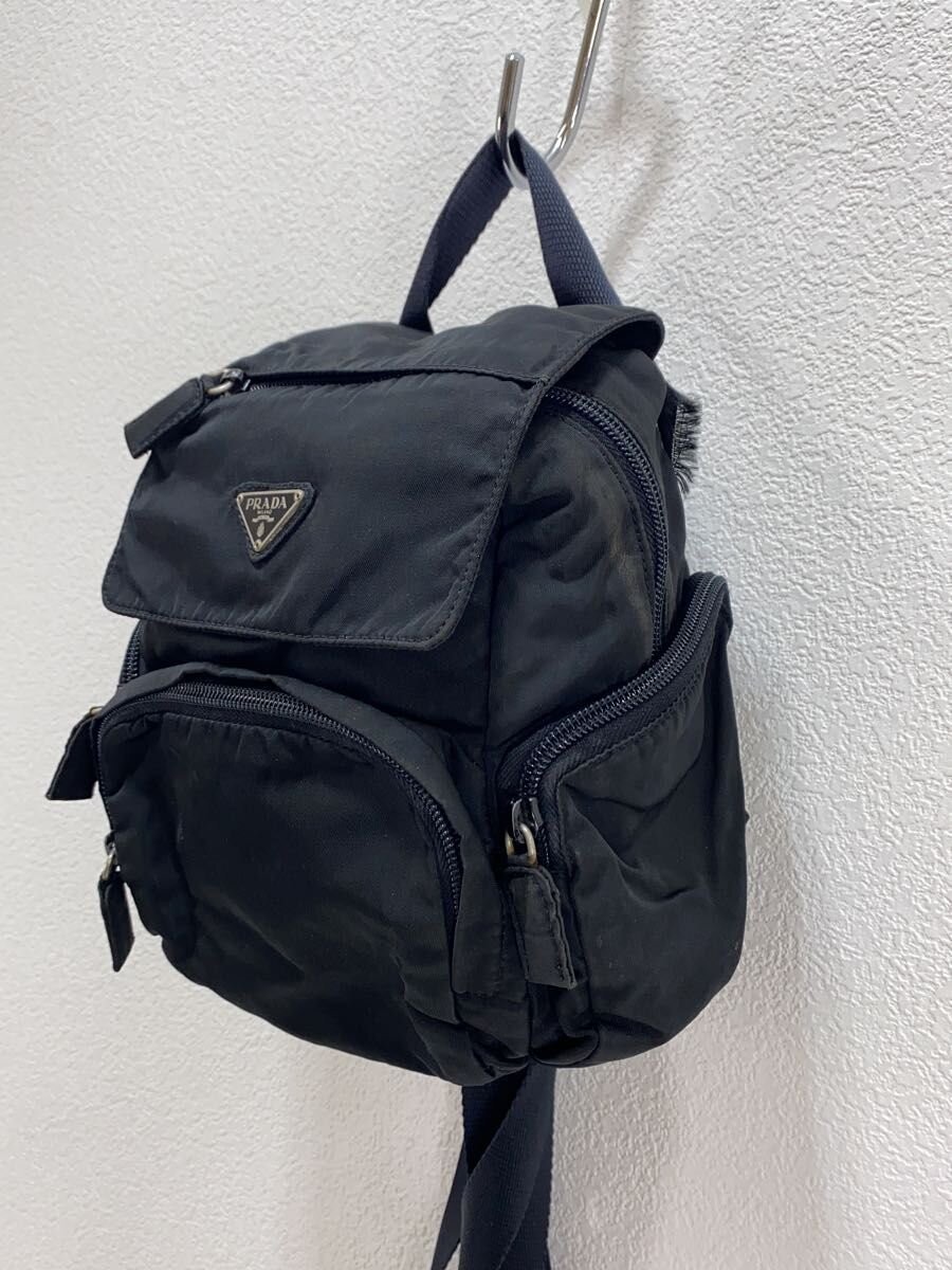 PRADA Tessuto Triangle Logo Plate Backpack BLK Solid