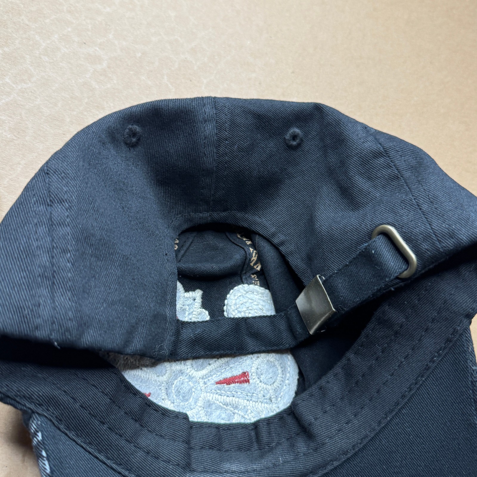 KBETHOS Black Army Cap Adjustable Bead Cross Floral Cotton Cadet Hat Y2K