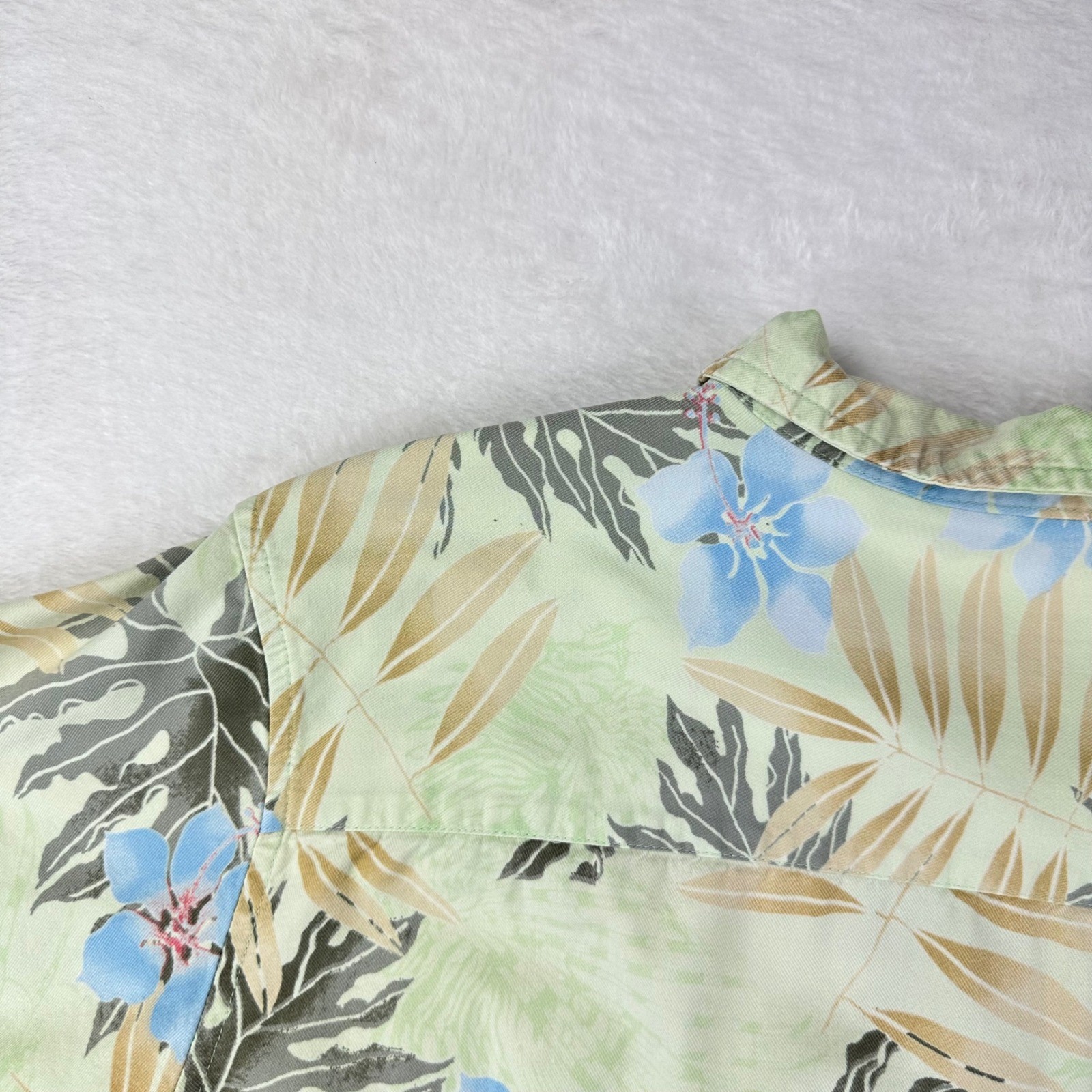 Columbia Button Up Womens River Resort Regular XL Green Floral Tropical Camp