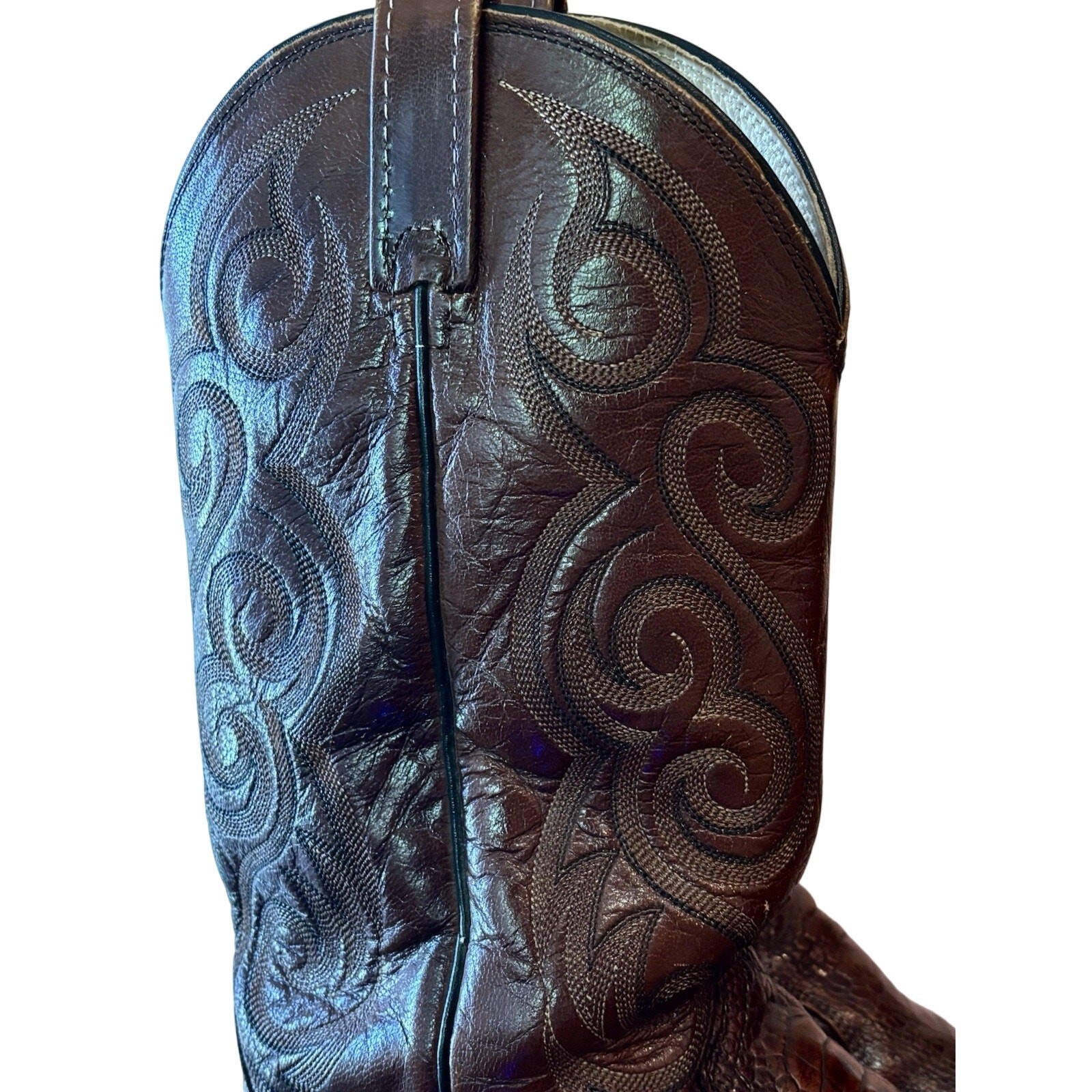 Dan Post Vintage Men’s Cowboy Boots Sz 8.5 EW Ostrich Leather Western Horses
