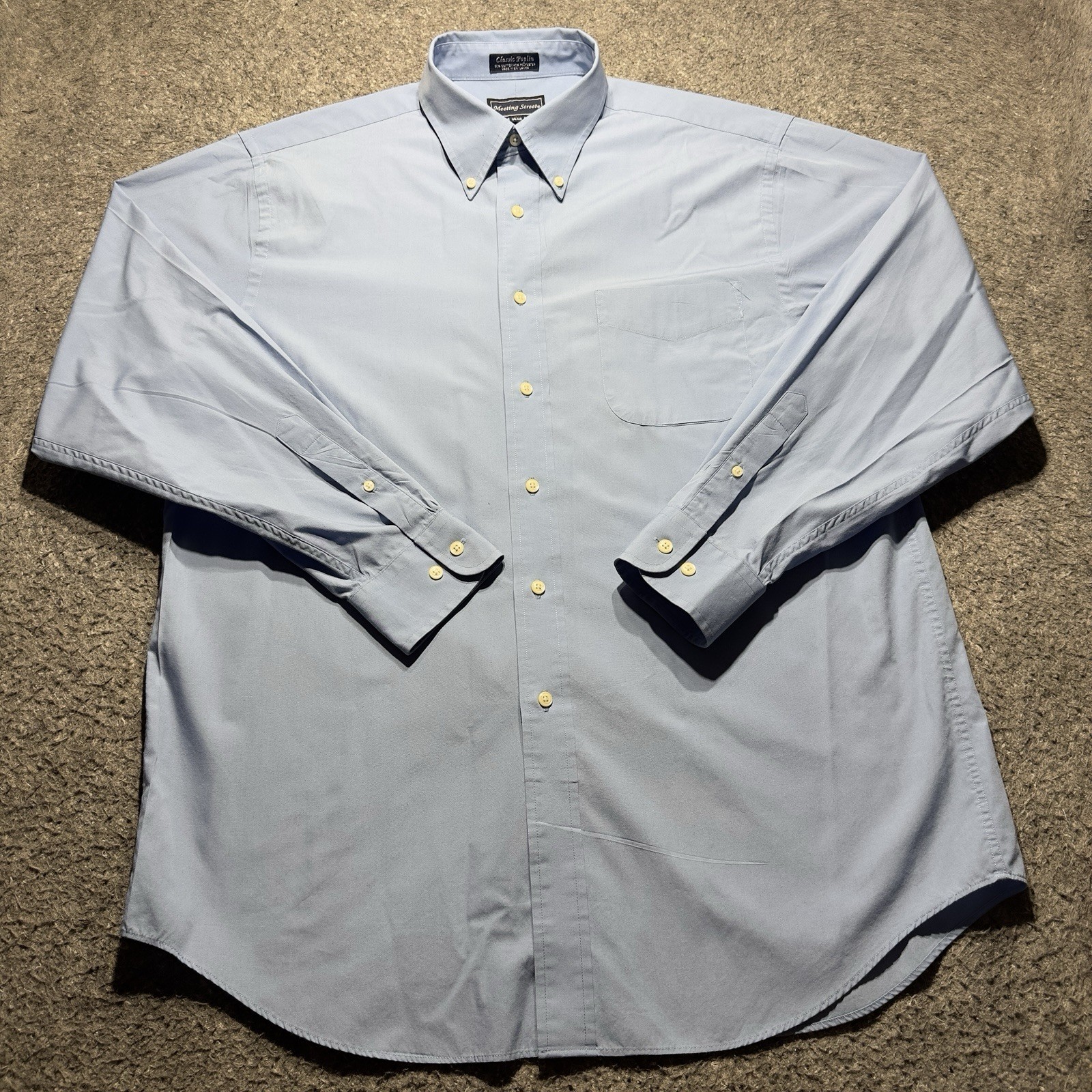 Meeting Street Dress Shirt Mens 16.5 34/35 Blue Long Sleeves Button Down Classic