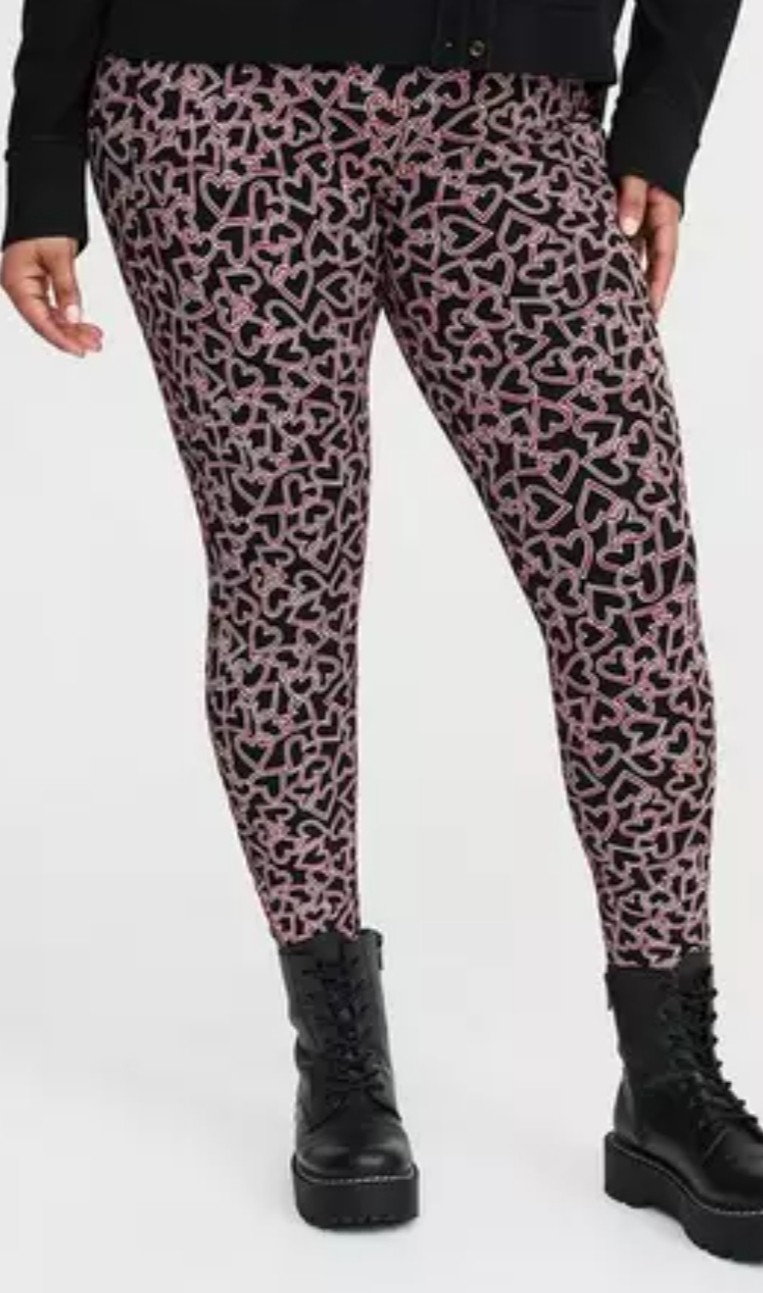 Torrid Full-Length Pocket Leggings Black Heart Love Plus Size 4 27″ Inseam