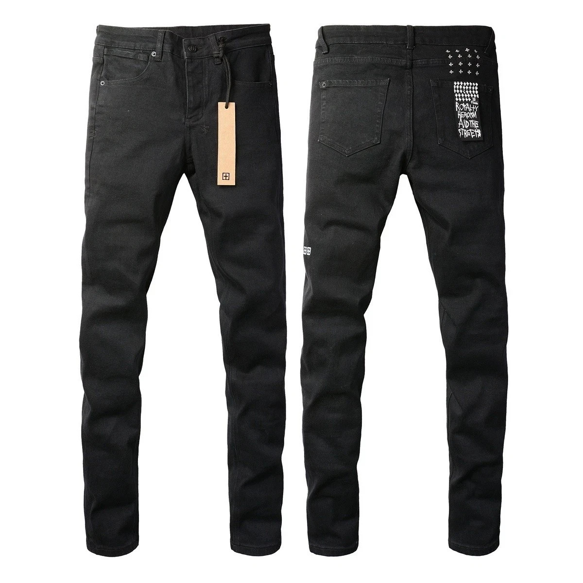 New KSUBI Men’s Fashion Splash-ink Slim Fit jeans Black Simple Leisure Pants