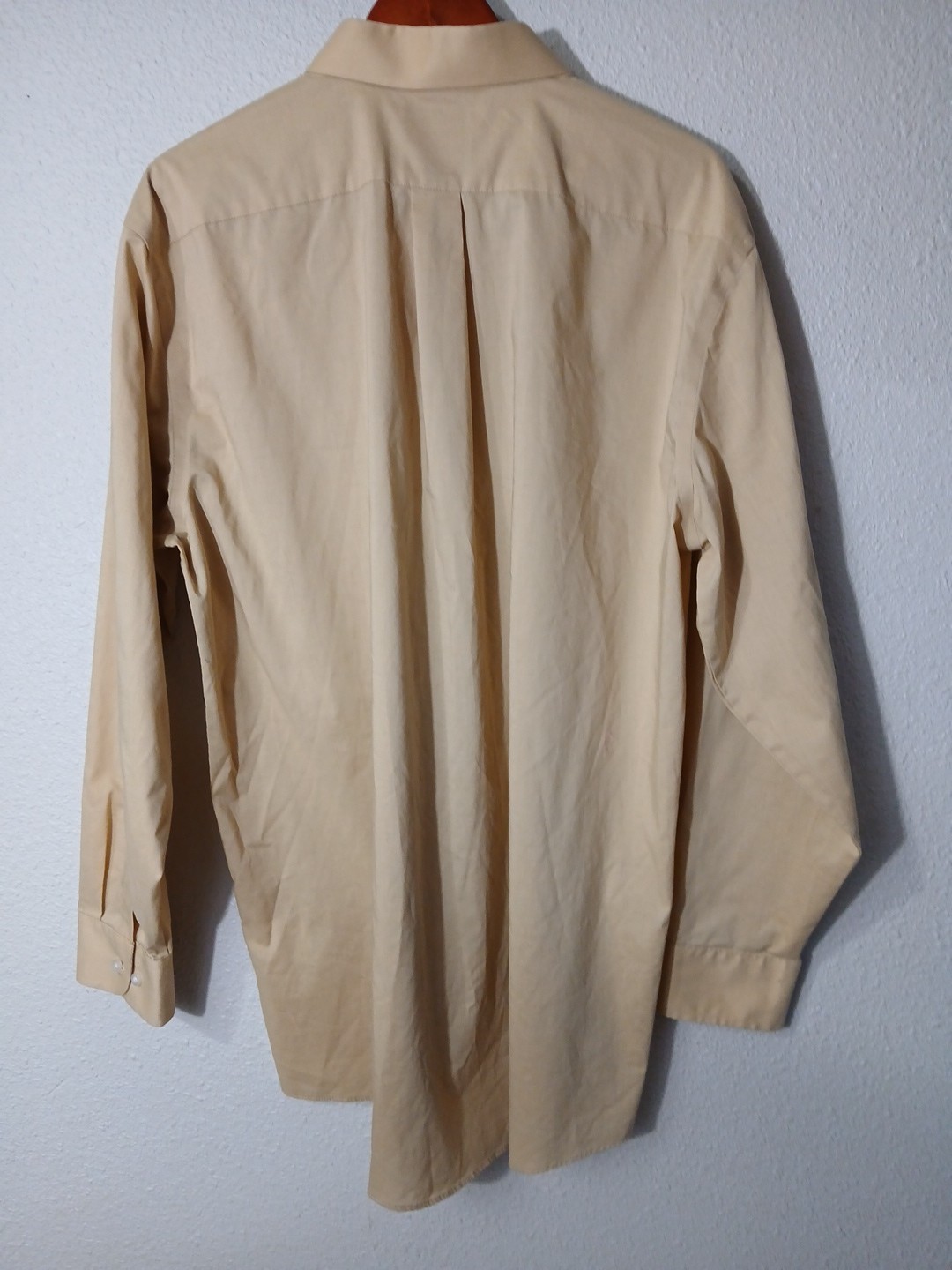 STAFFORD Travel Easy-care Broadcloth Beige Dress Shirt Regular Fit XL 17-17.5