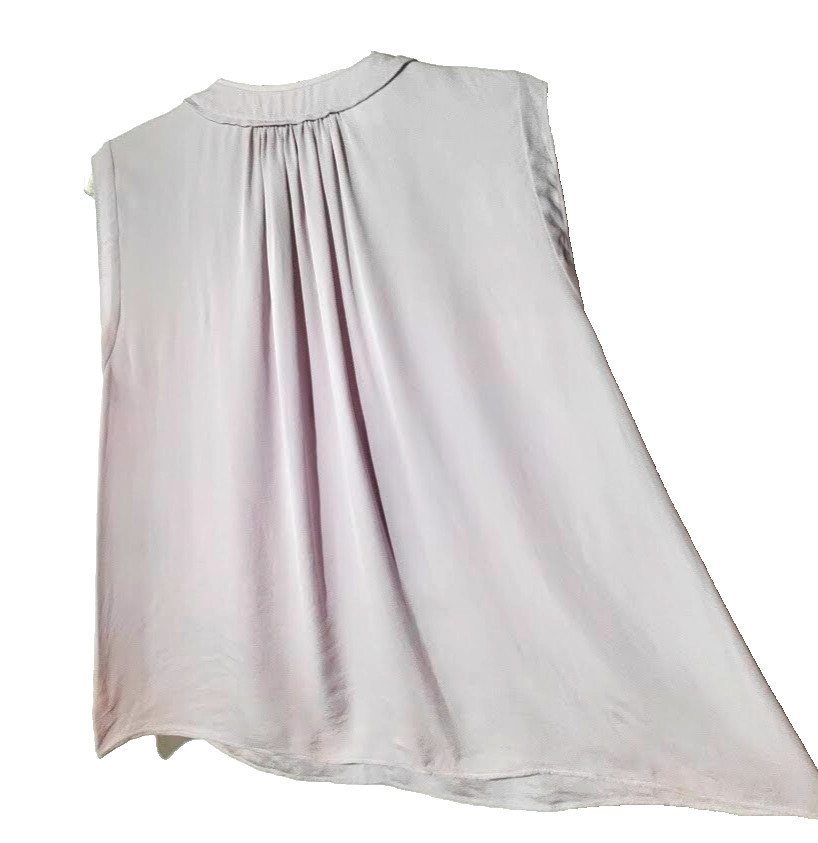 Rebecca Taylor Size 4 Y-Neck Tie Sleeveless Lilac All Silk Blouse Pleats Career