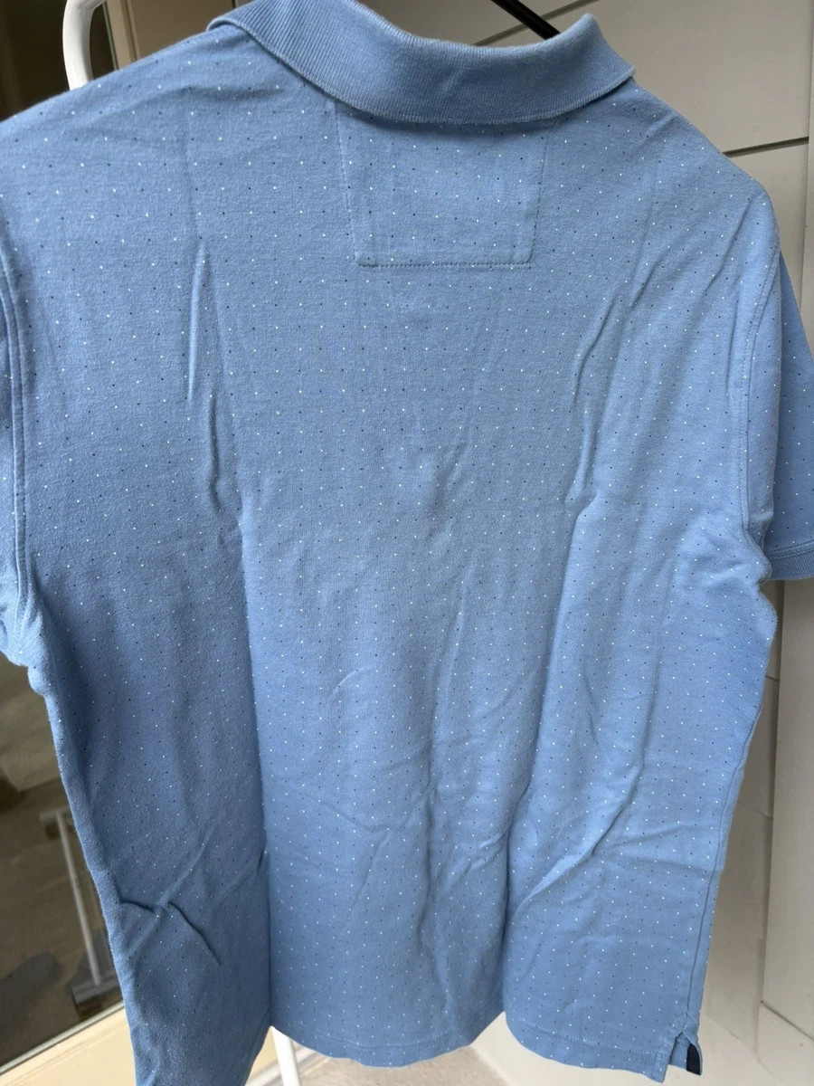 Banana Republic Dress Polo Blue Polka Dot Short Sleeve Shirt Size medium