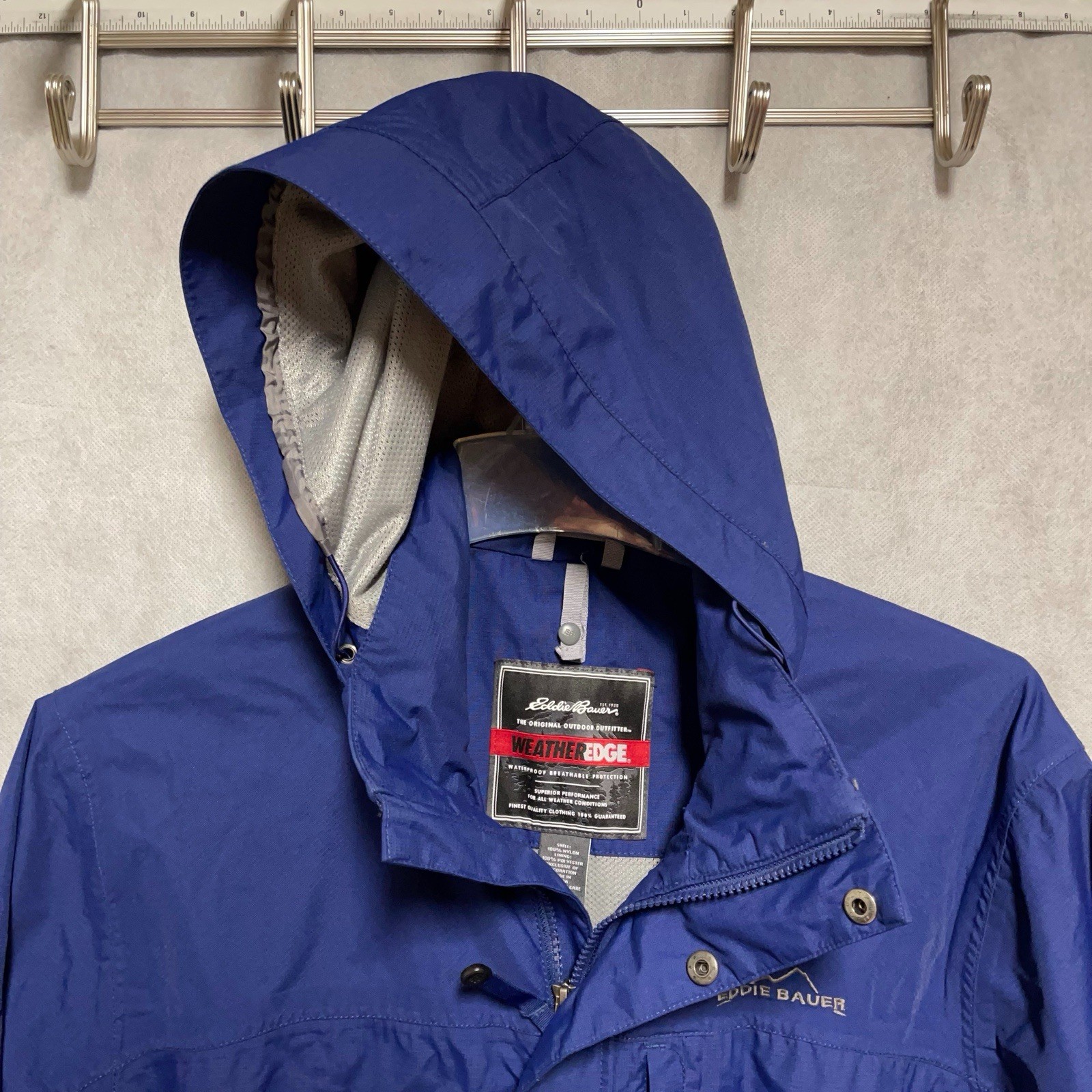 Eddie Bauer Jacket Men L Windbreaker Ripstop Outdoor Weatheredge Hood Rain Coat