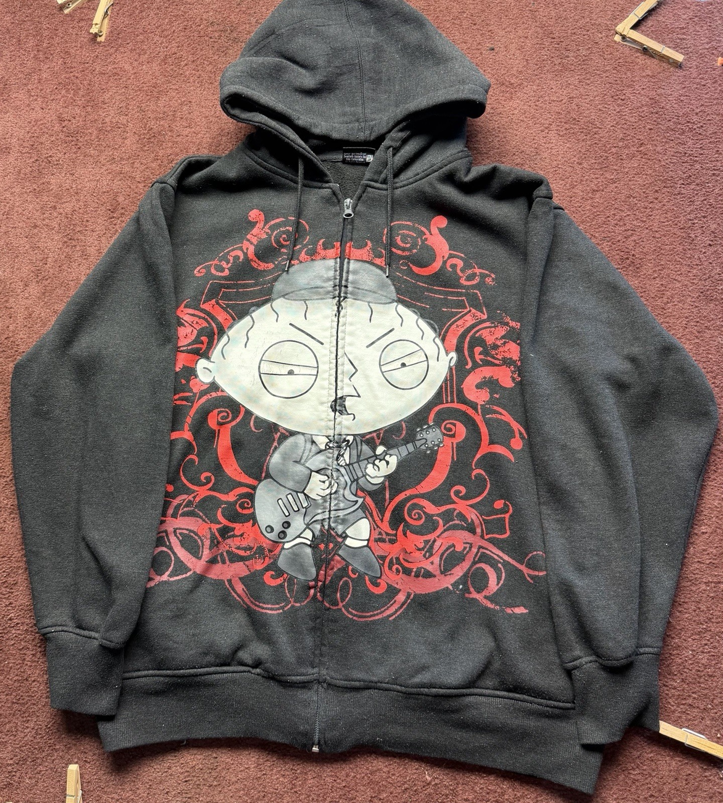 Vintage Family Guy Hoodie Large Stewie Ac/Dc Angus Young Y2K 2007 Affliction