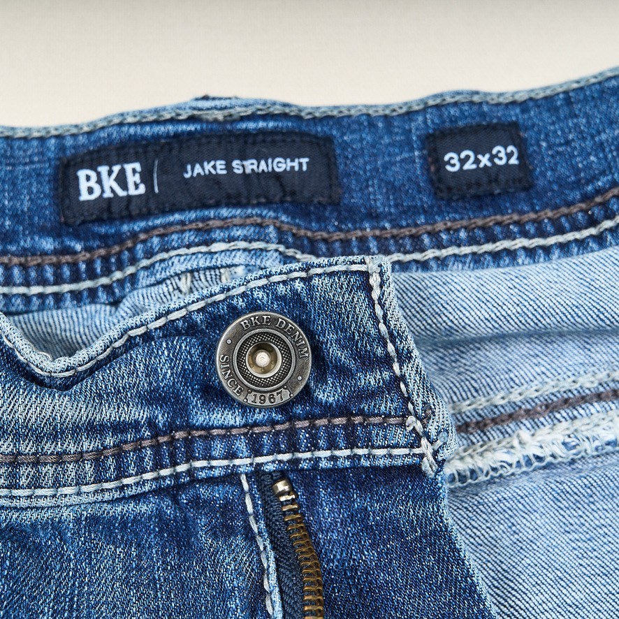 BKE Jake Straight Jeans Mens Sz 32 Blue Bootcut Cotton Stretch Denim
