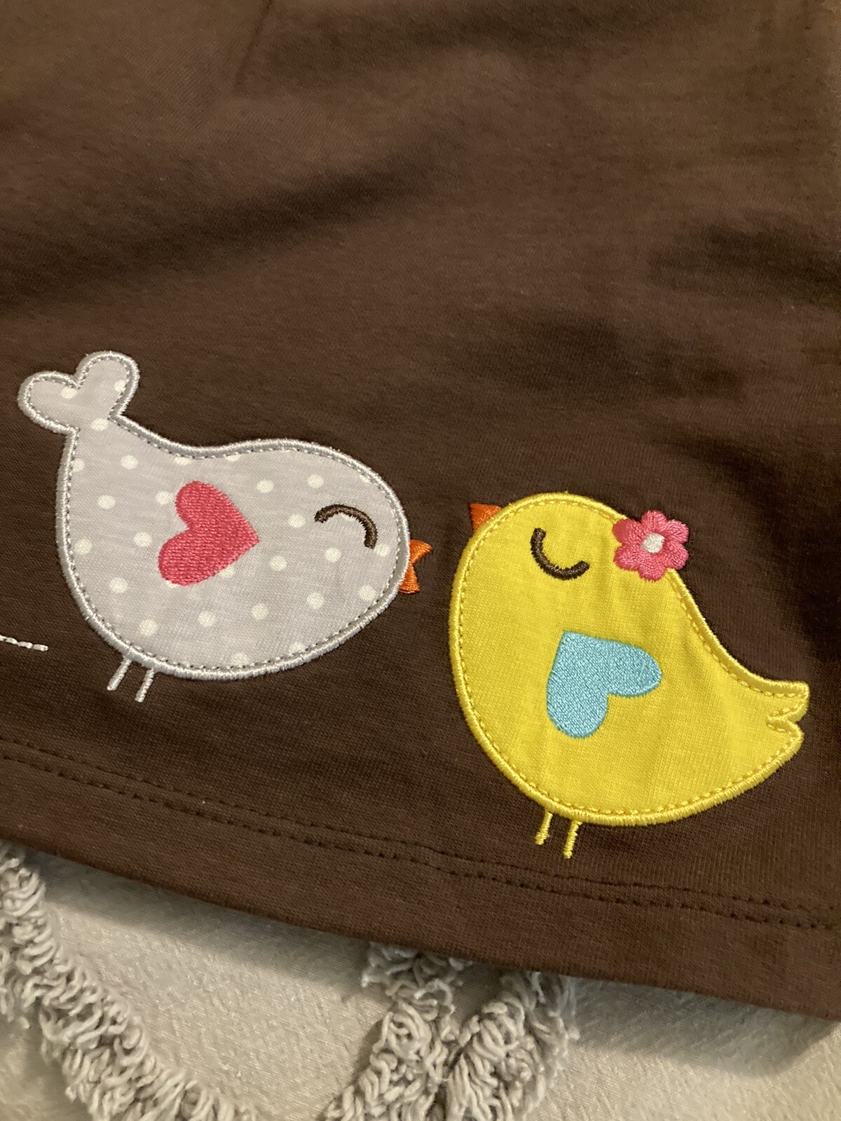 NWT Carter’s 24M girls Infant Brown Jumper Set birds applique Rainbow Bodysuit