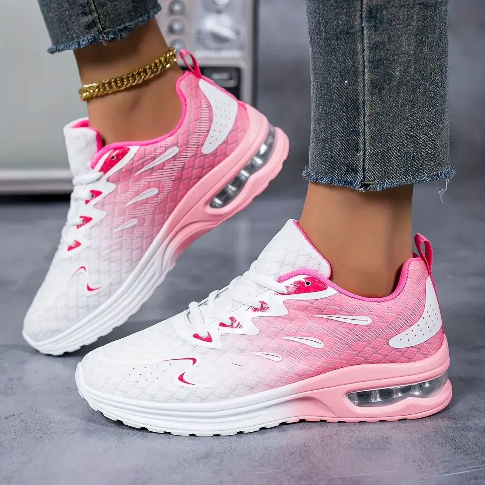 Women’s Orthopedic Walking Sneakers Breathable Mesh Non-Slip Cushion Pink