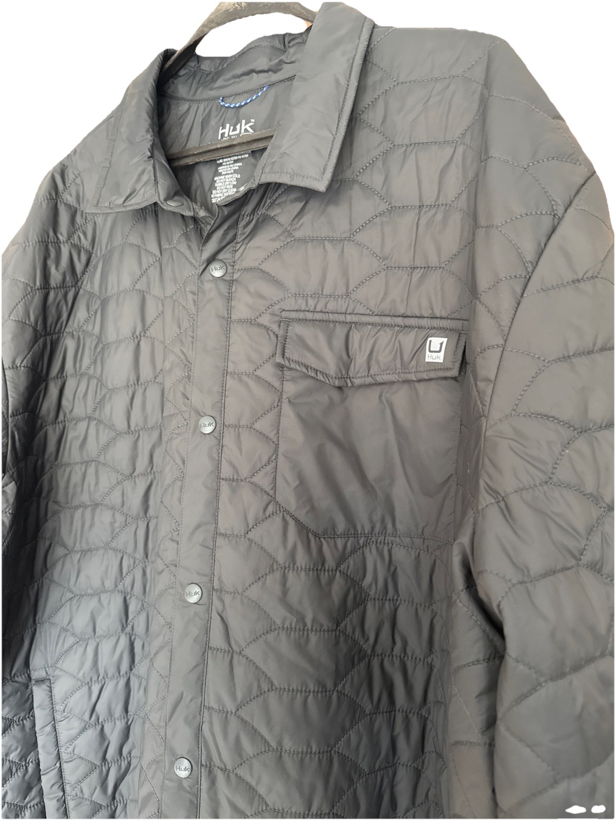 Huk Tarpon Quilt Shacket Jacket, Volcanic Ash (dark green/gray) MEN’s 3XL New