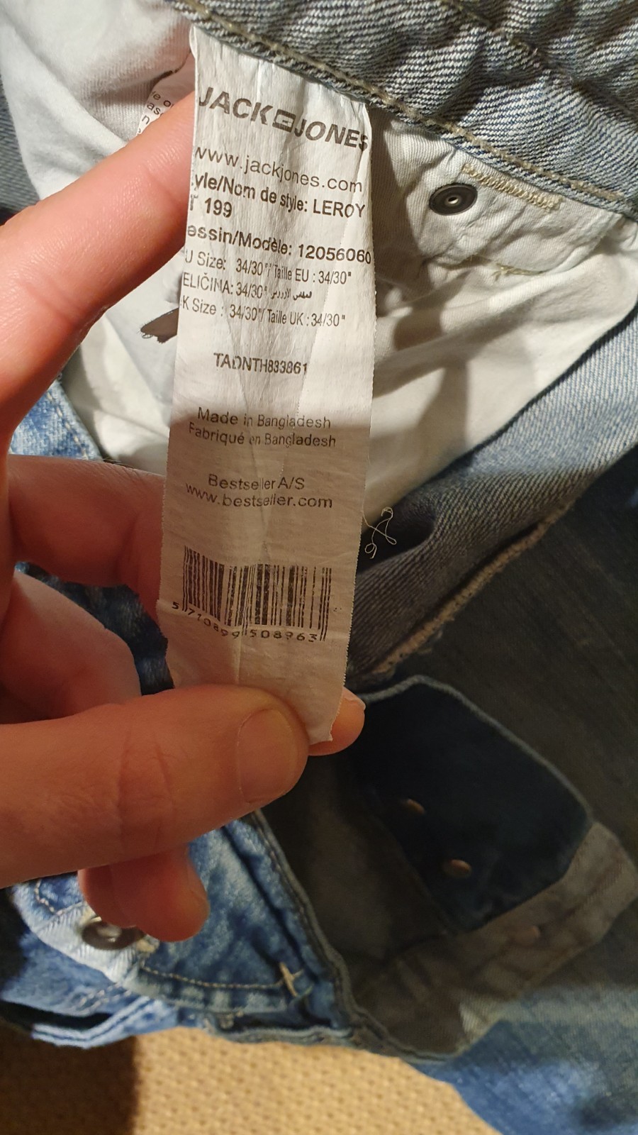 Jack & Jones Core Men’s Blue Wide Leg Jeans Sz W34 L30 Premium 100% Cotton Demin