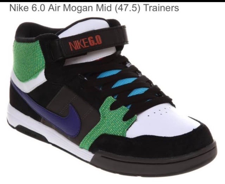 NIKE 6.0 Air Mogan Mid Black White Green Blue Sneaker Mid Top 318466-151