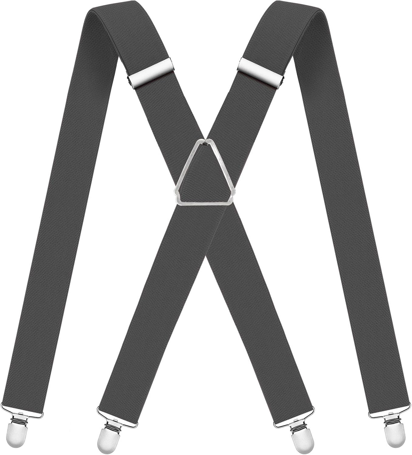 Mens Suspenders Adjustable Braces X-Back Elastic 4 Metal Clips Heavy Duty Strap