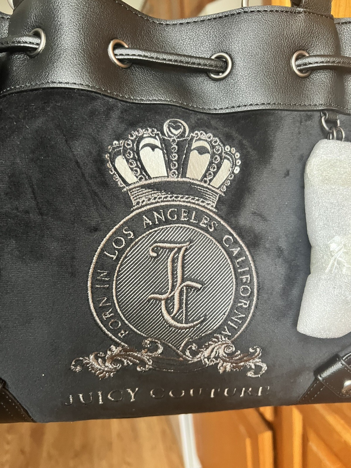 Juicy Couture Classic Juicy Lover Daydreamer Tote Key Bow Liquorice Black New