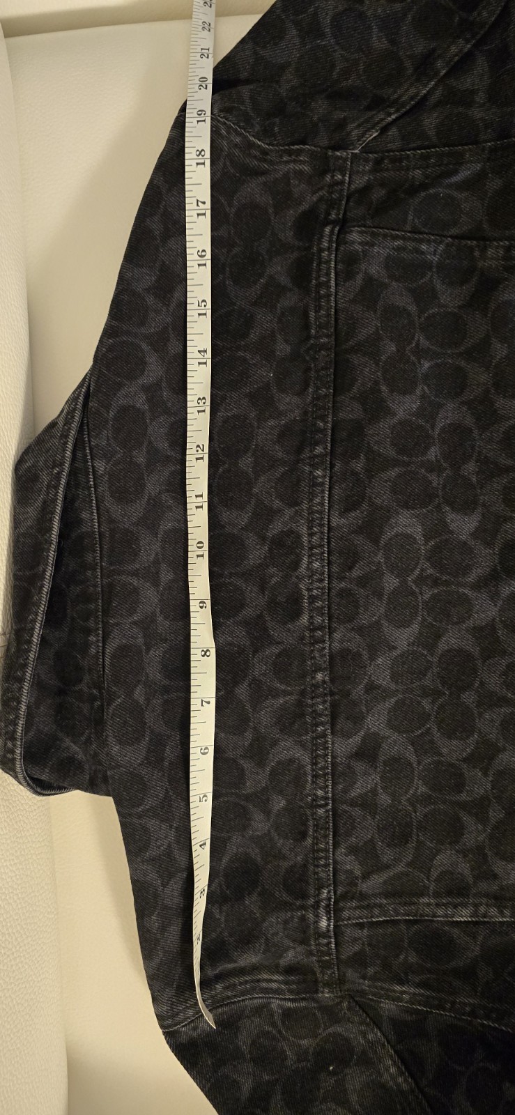 Coach Signature Denim Jacket Black Monogram All Over Logo Print Trucker, M