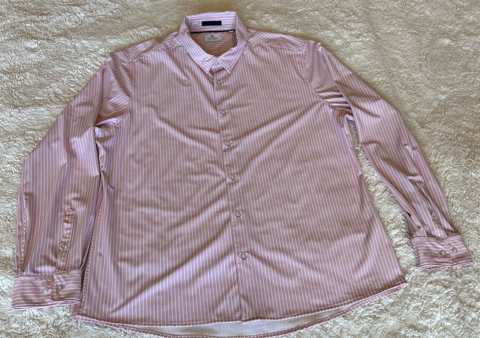 7D 7DIAMONDS PINK STRIPES CAMDEN 4 WAY STRETCH MEN’S DRESS SHIRT XL