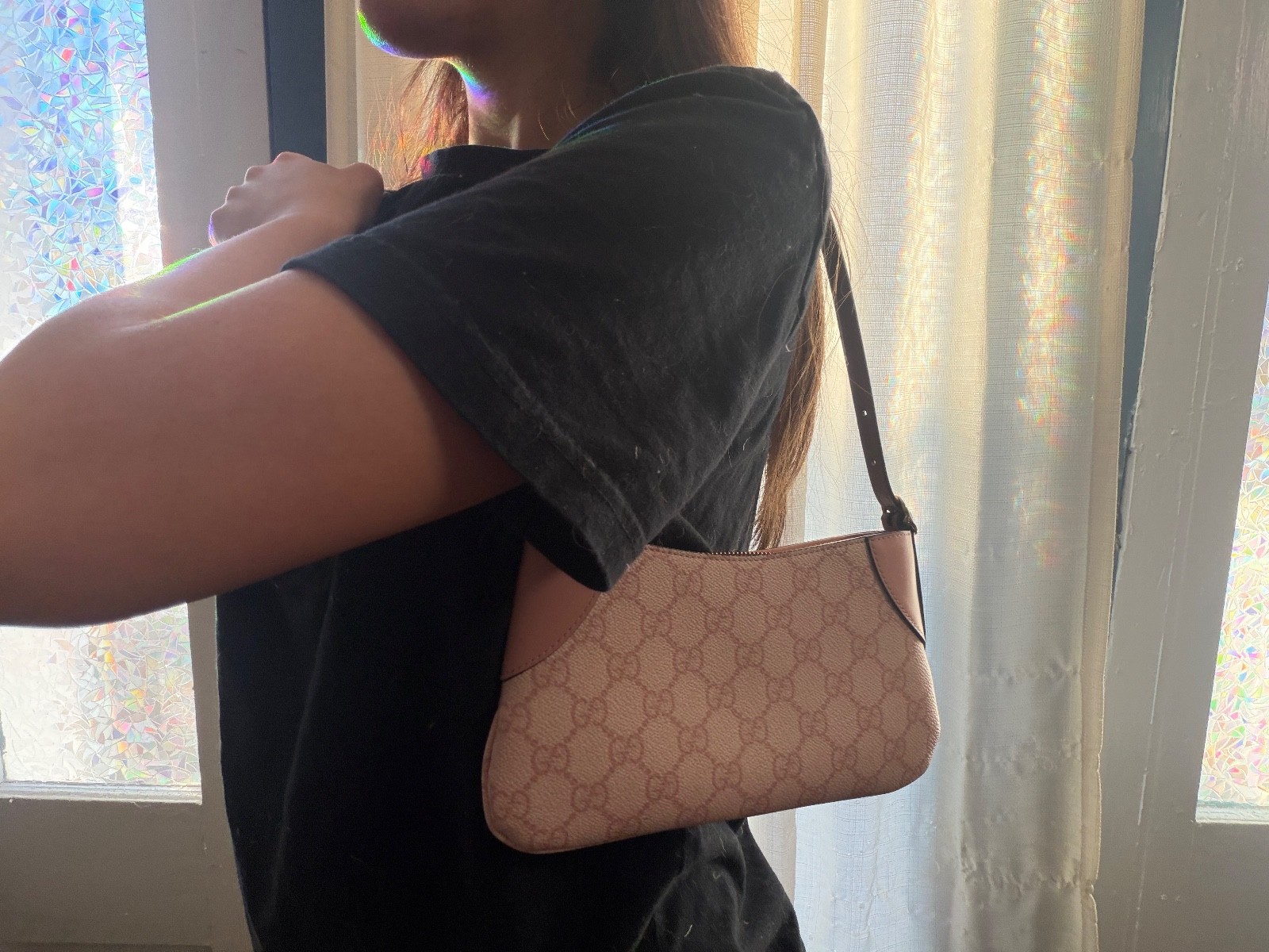 ⭐️NEW⭐️GUCCI GG Emblem shoulder bag ultra-mini women’s pink 7.5x9x0.8×5.1 in