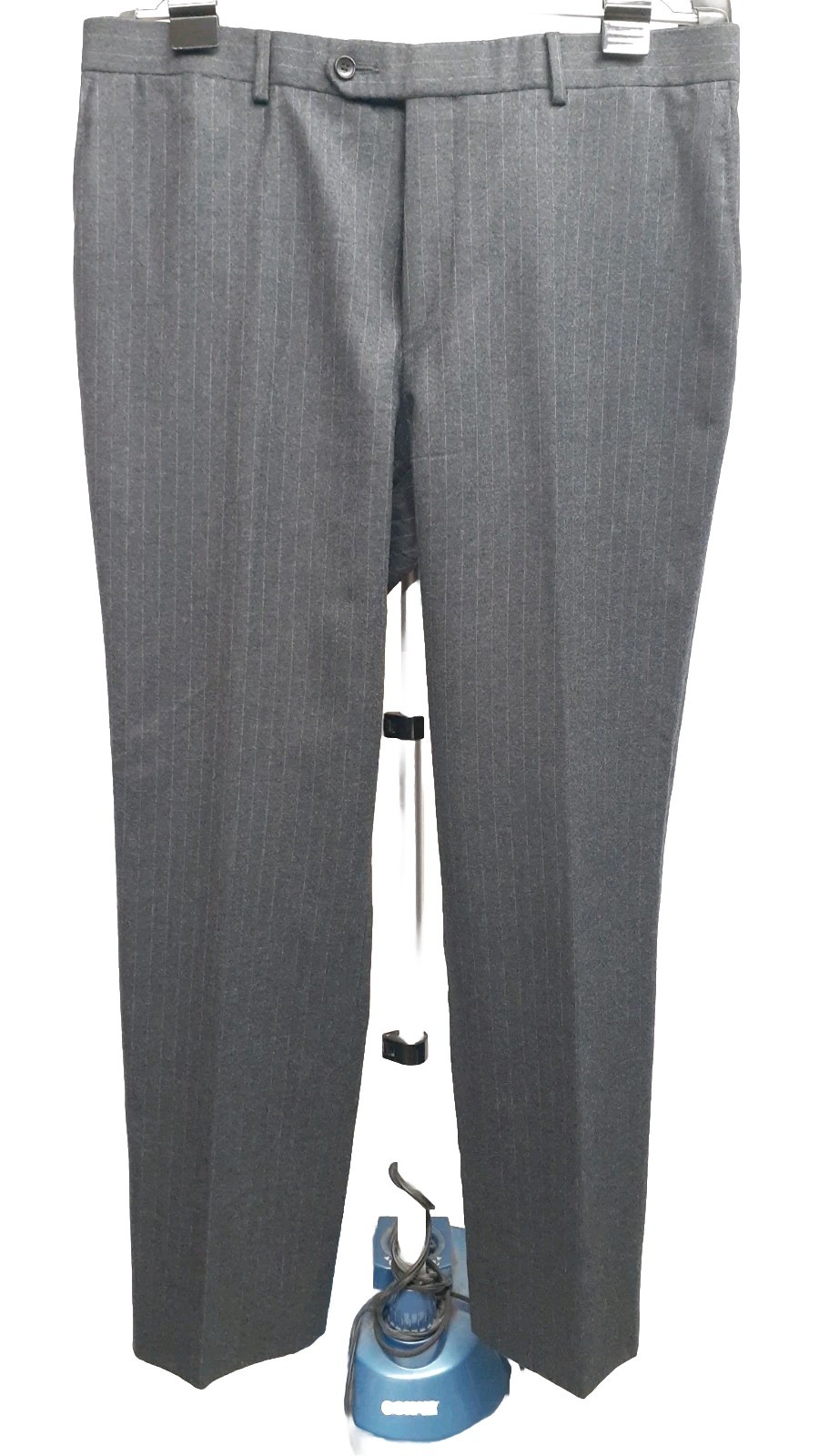 Coppley Suit 40 41 42 R 50/50 Wool Cashmere Flannel Gray Striped Dual Vents