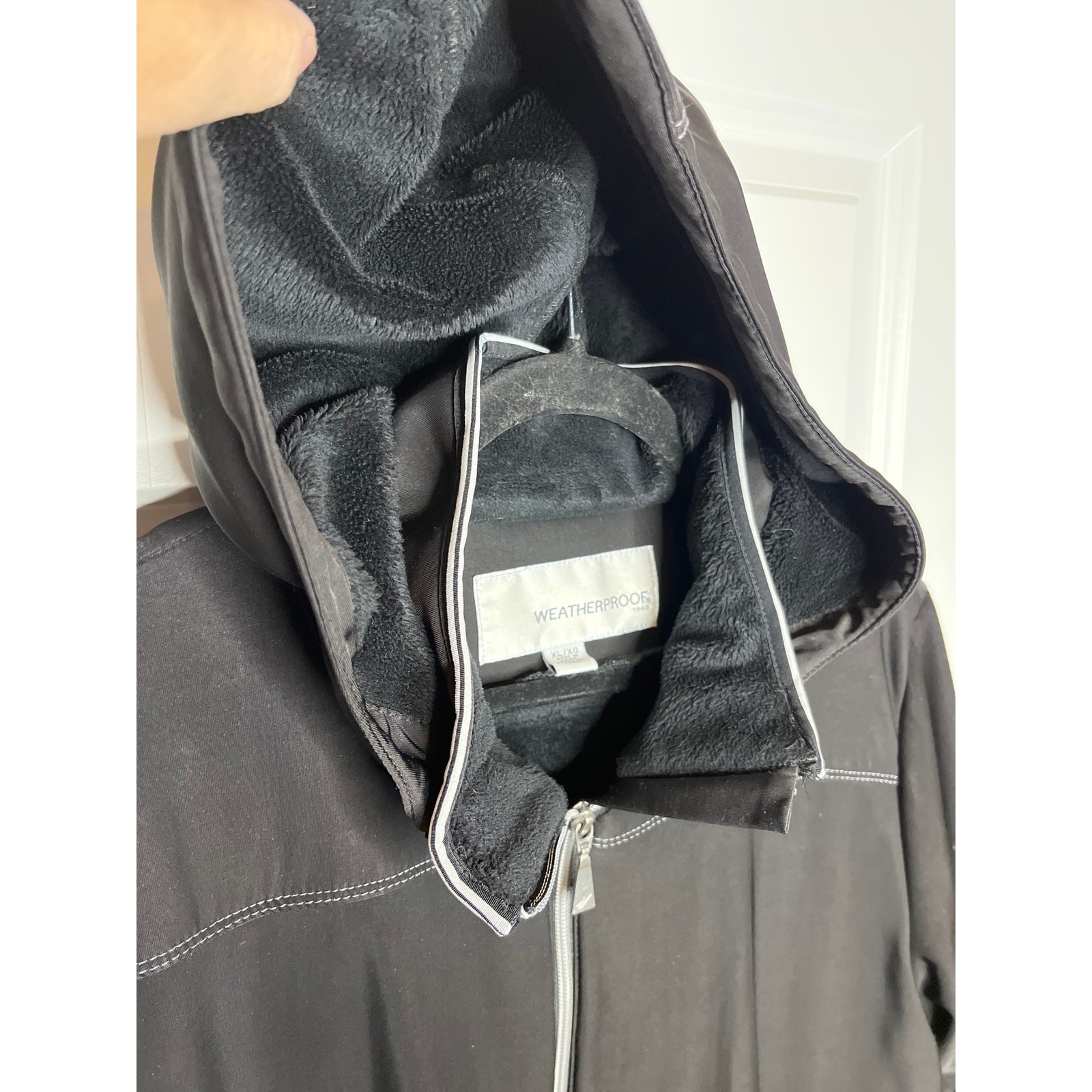 Weatherproof Women XL Black Fleece Lined Hooded Jacket Full Zip Front