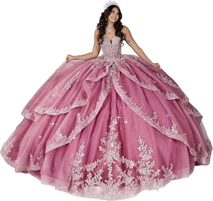 ‌Lace Appliques Quinceanera Dresses with Train Tulle Tassel Vestido De 15 Aos