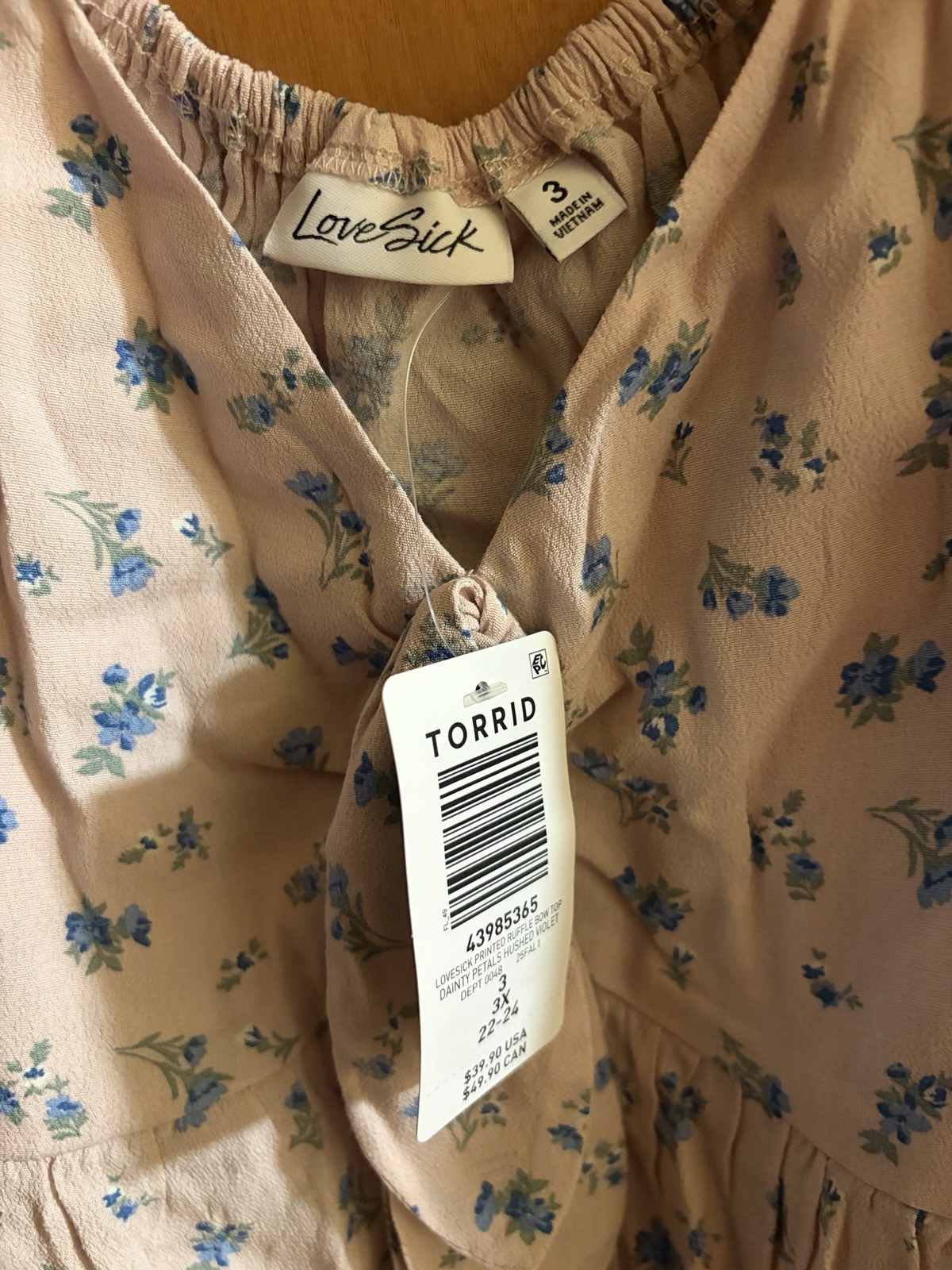 torrid Pink Floral Puff-Sleeve Tie-Front Peplum Top (Size 3) NEW WITH TAGS!