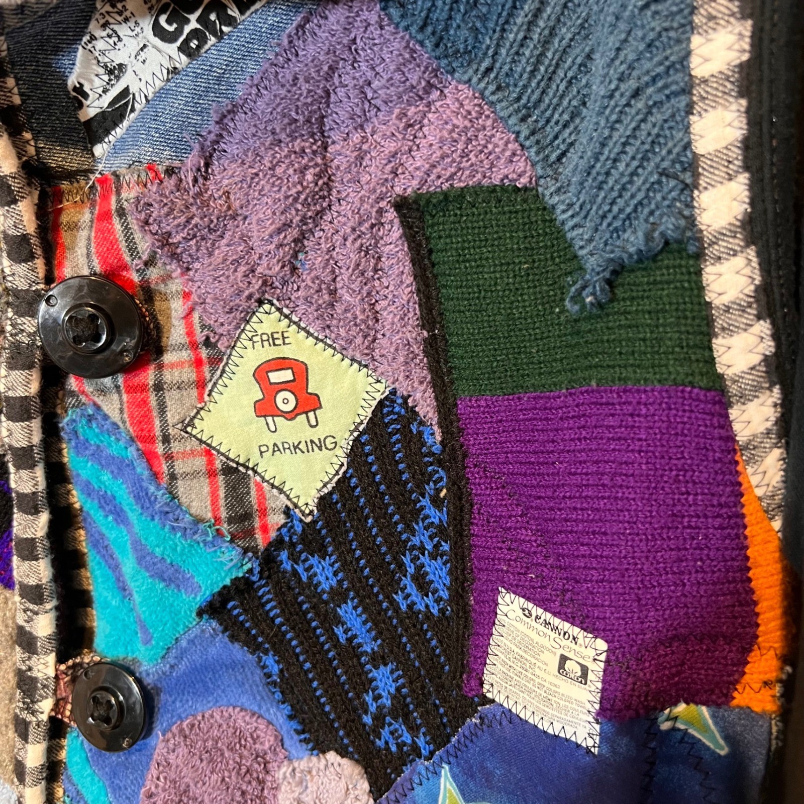 Patchwork Art To Wear Jacket Unique Colorful (LG) Handmade One Of A Kind Coat