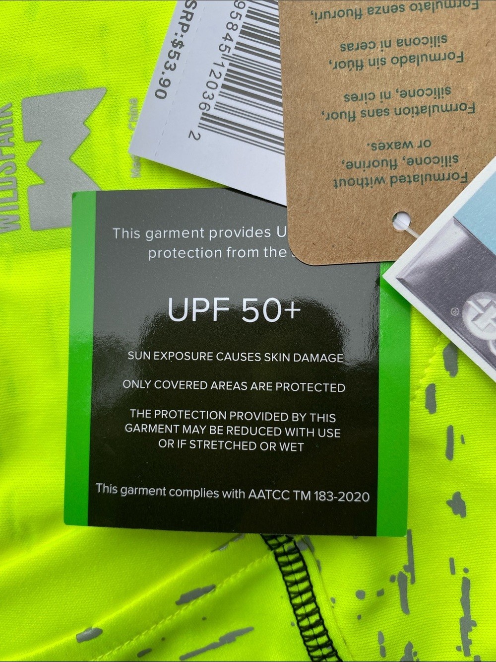 New WILDSPARK Men’s Large Reflective Silver UPF 50+ Neon Yellow Mesh Underarm
