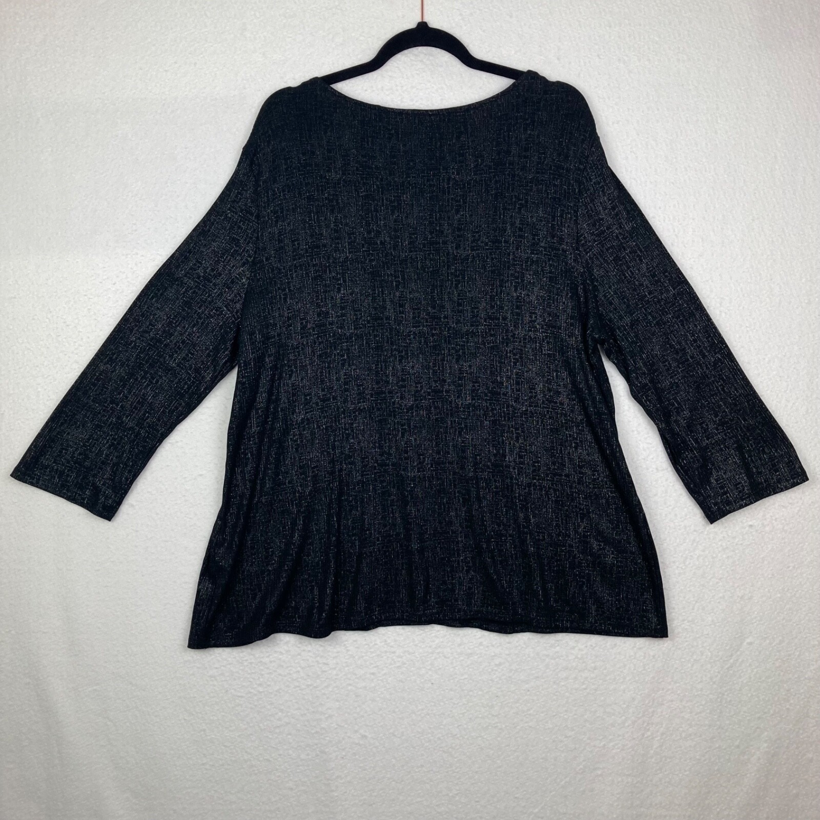 Chico’s Black Twisted Keyhole Foil 3QTR Top LS Fashion Knit Size 3
