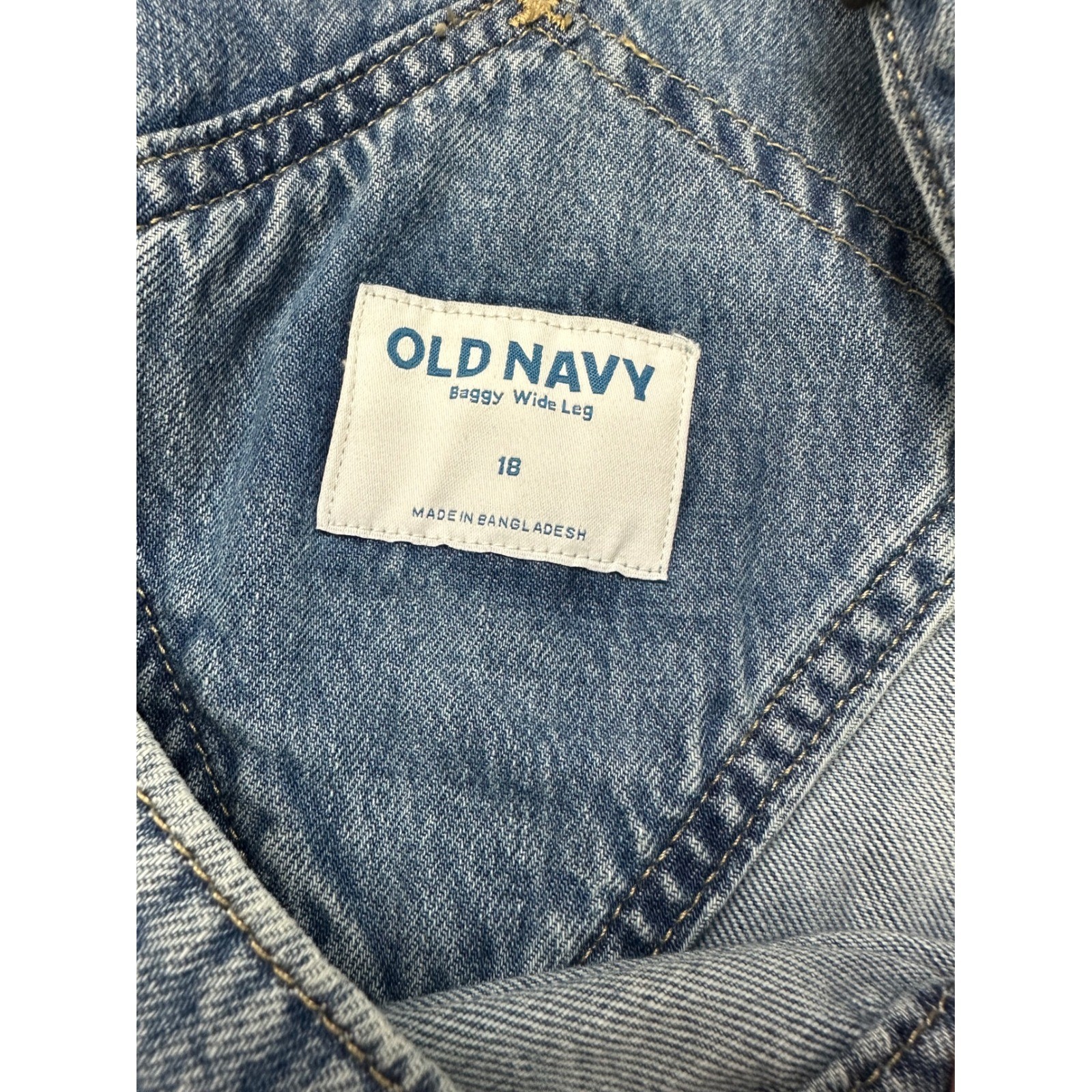 Old Navy Baggy Wide Leg Denim Overalls Medium Wash Blue 18 S/864051-00