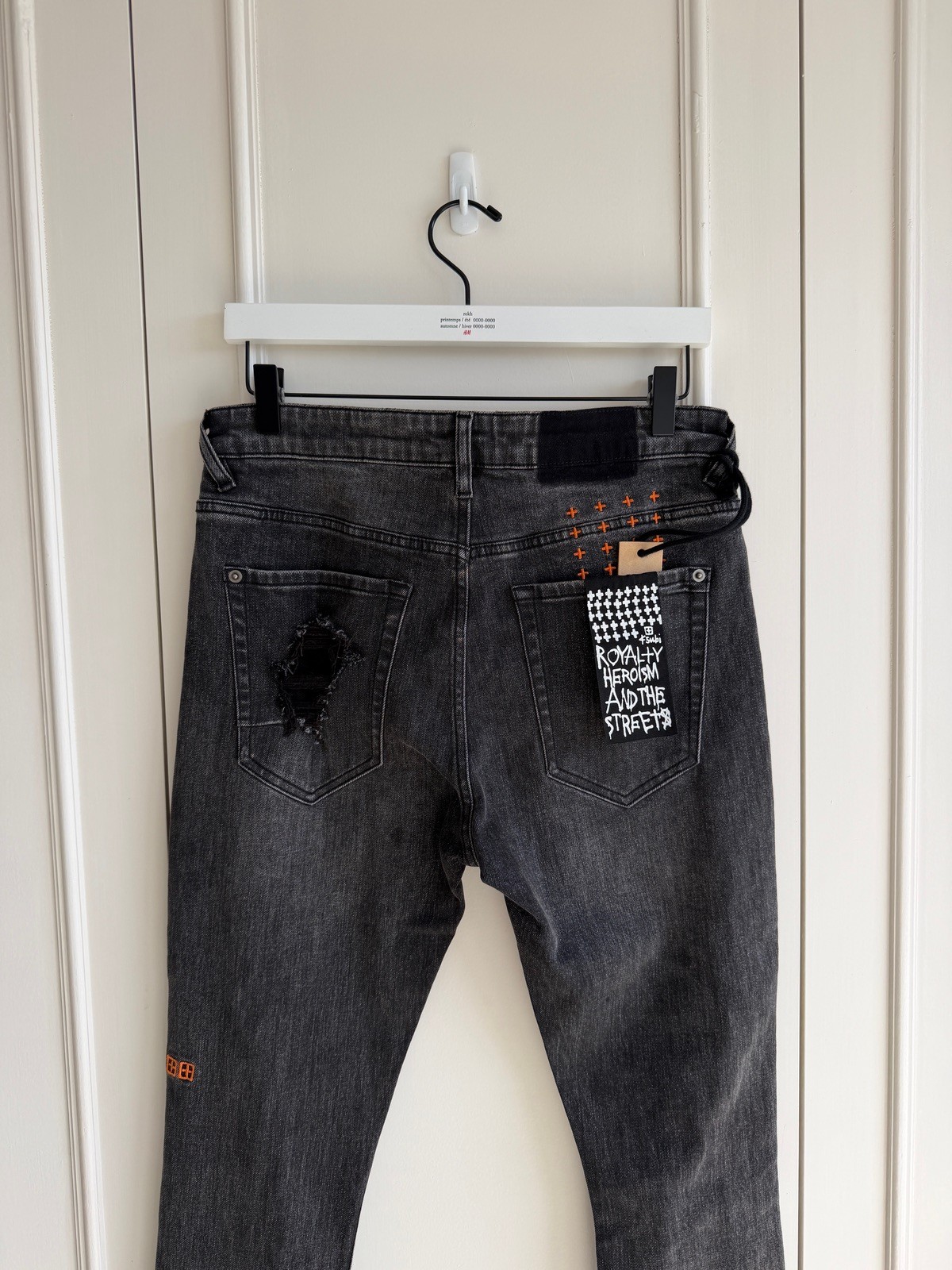 new Ksubi mens jeans van winkle spray out orange gray 32