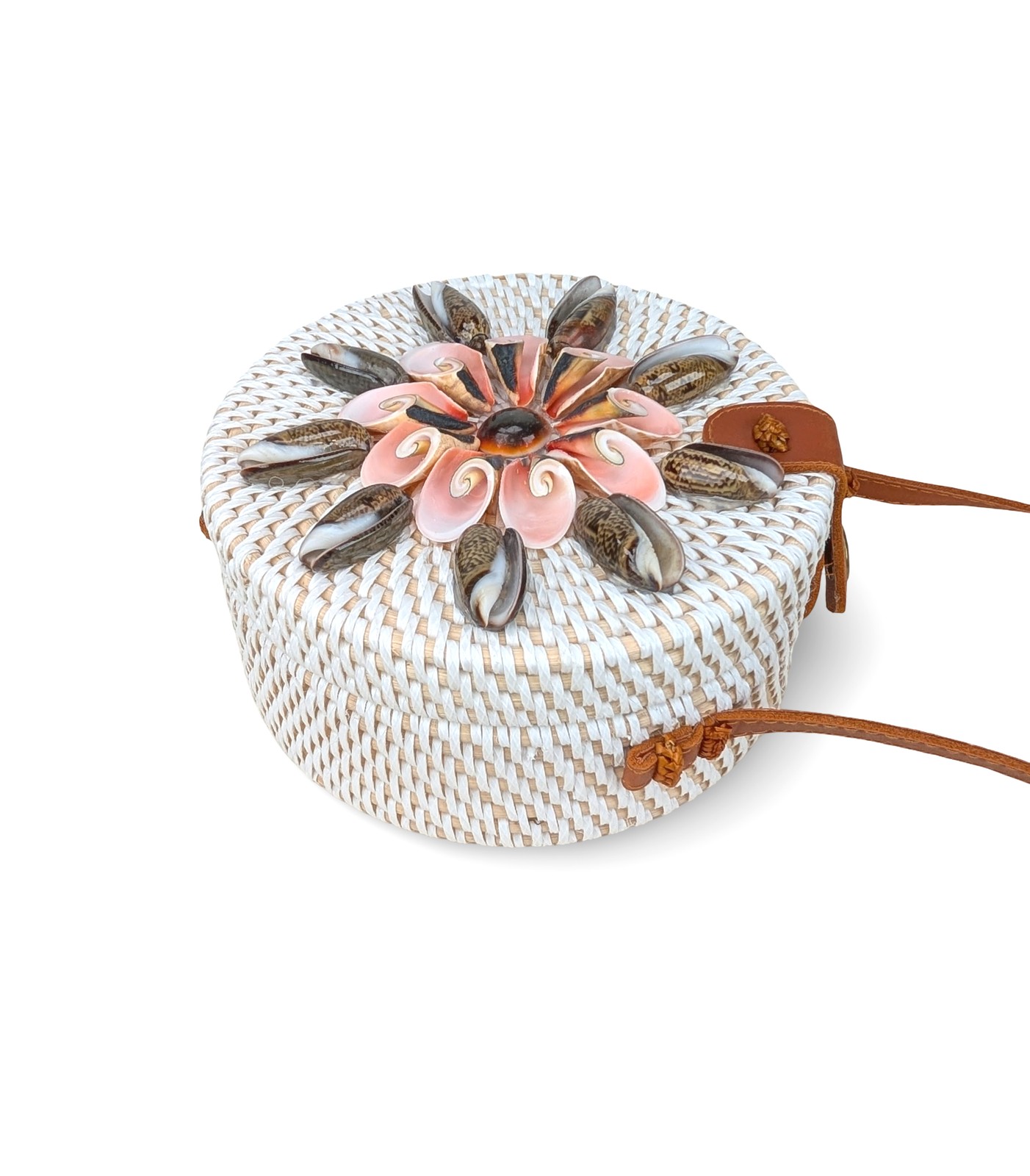 Wicker Crossbody Bag, Shell Floral Bag, Boho Beach Bag, Natural Shell Bag