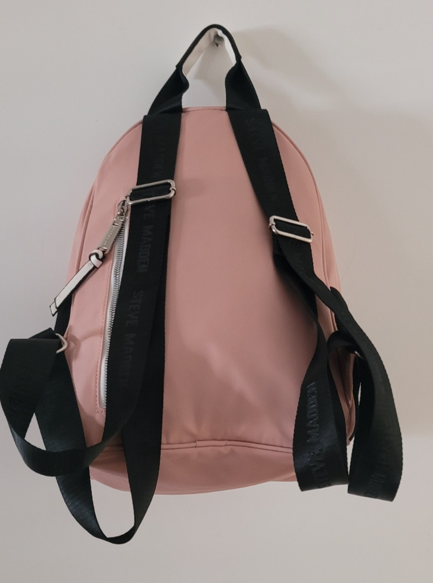 Steve Madden Nylon Logo Backpack, Pink and Black Set, Steve Madden Backpack Set