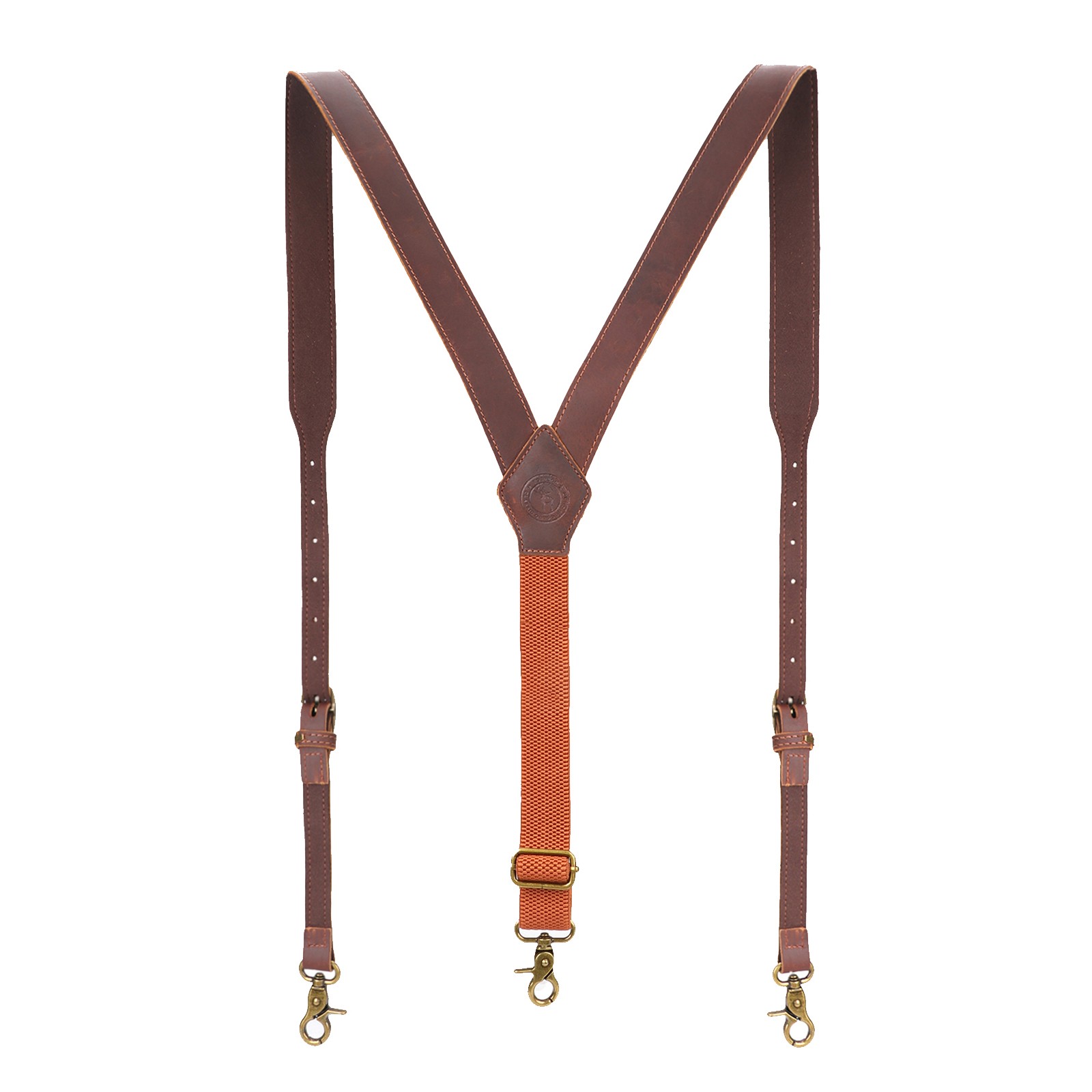 Tourbon Men’s Suspenders Y Back Adjustable Leather Y-Shaped 3 Hooks Pants Braces