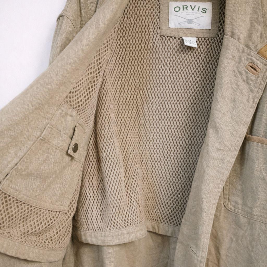 Orvis Hunting Jacket 50T Elbow Patch Beige Big Size