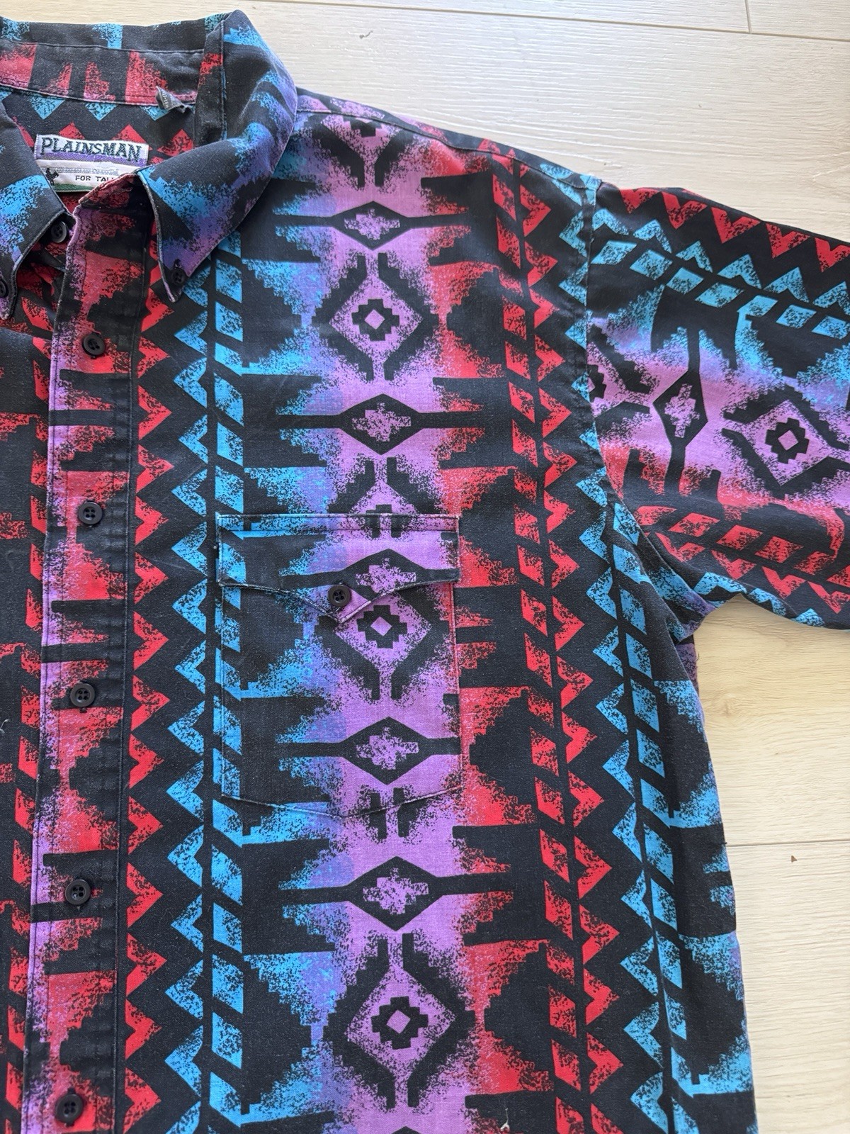 Vintage Plainsman Southwest Short Sleeve Cowboy Western Shirt 90s