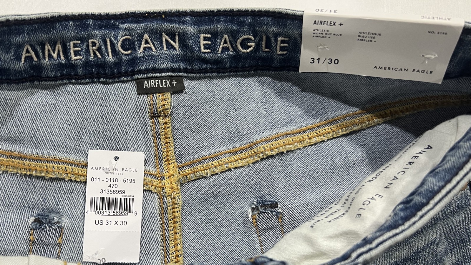 American Eagle Airflex + Jeans Mens 31X30 Blue NWT Straight Athletic