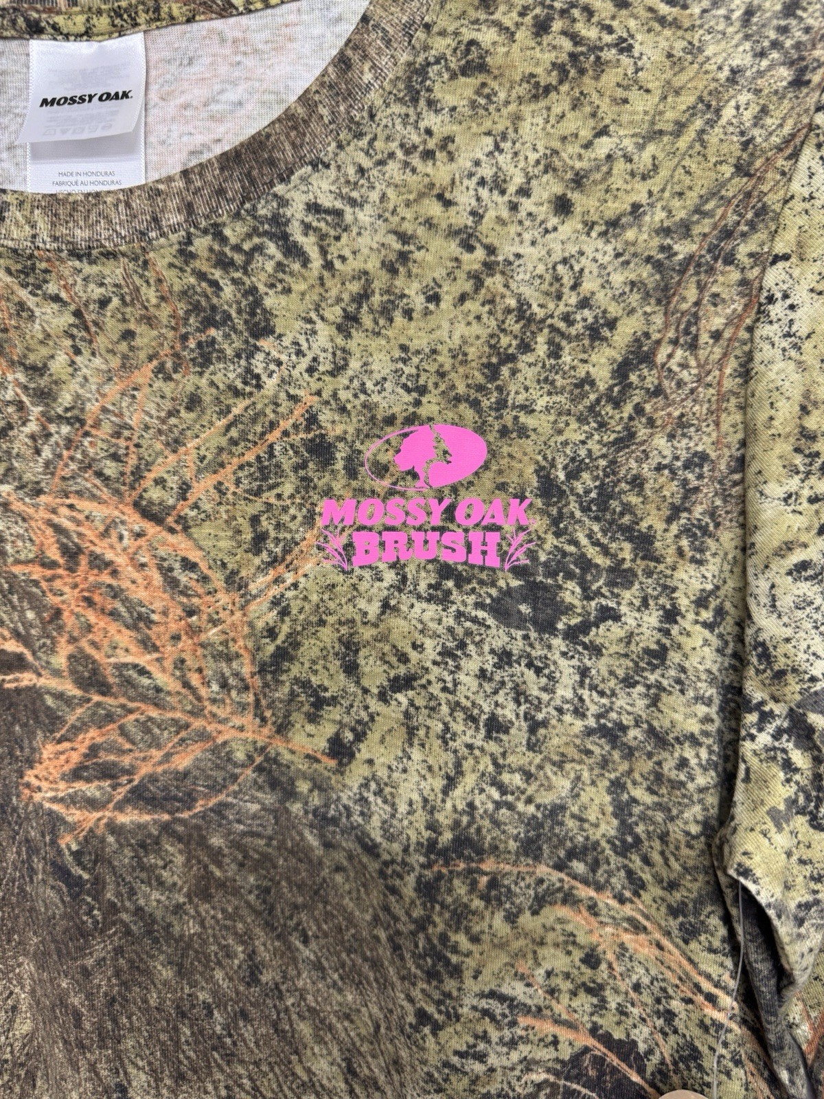 Mossy Oak Women’s Brush Camo Long Sleeve Shirt (Pink Logo) Size Medium NWT NEW