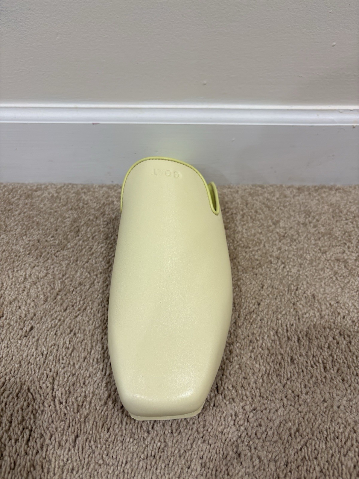 GOAT Yellow Leather Slip-On Mule Sandals Logo Accent Unisex Adults US Size Large