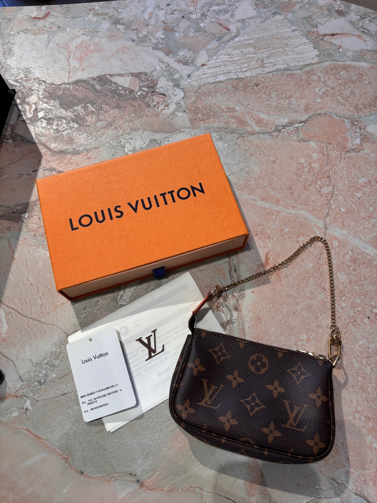 Louis Vuitton Classic Monogram Chain Strap Mini Bag Coated Canvas Leather