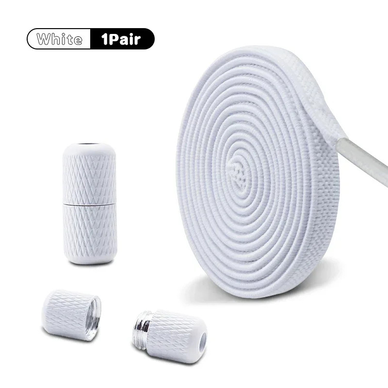 1Pair Elastic Shoelaces Sneakers 6mm Wide Flat Shoelace Colorful Capsule Buckle