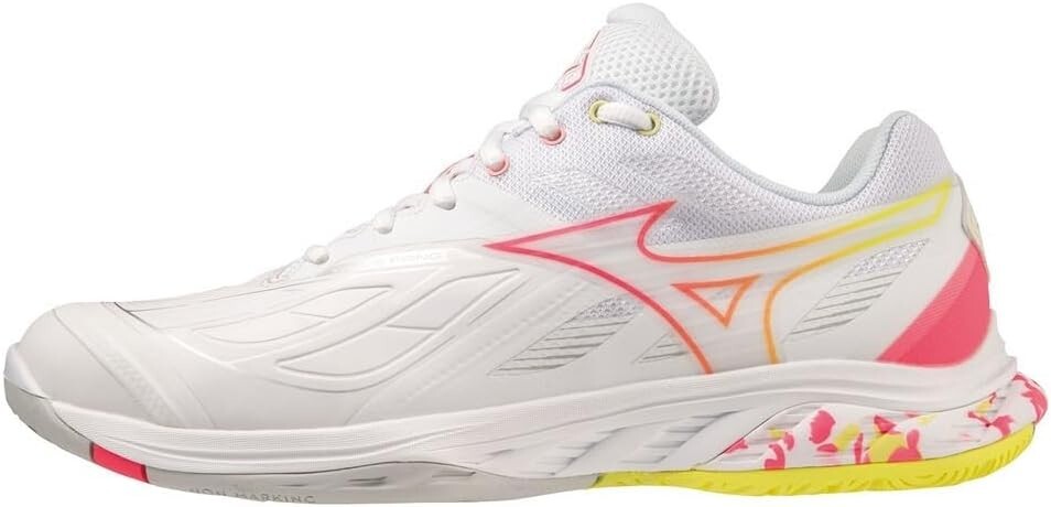 MIZUNO Badminton Shoes WAVE FANG 2 71GA2312 White/Pink/Yellow