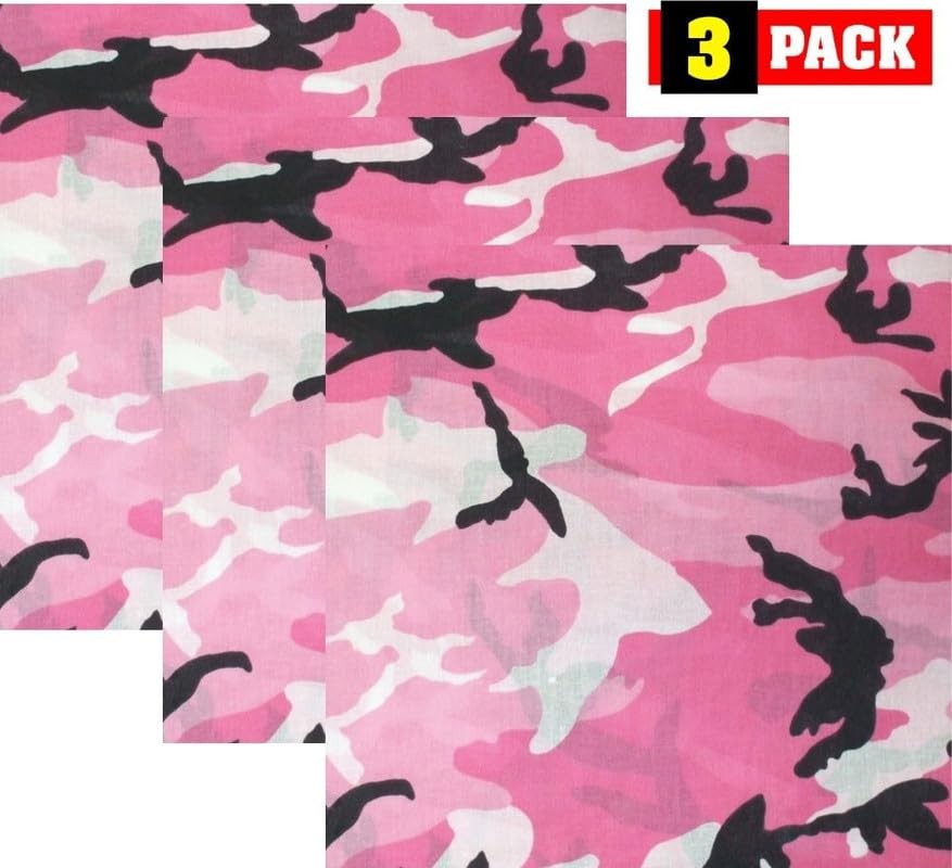 ARMYU Camouflage Military Bandana 3Pack 22×22 Cotton Camo Scarf Do Rag Face Wrap