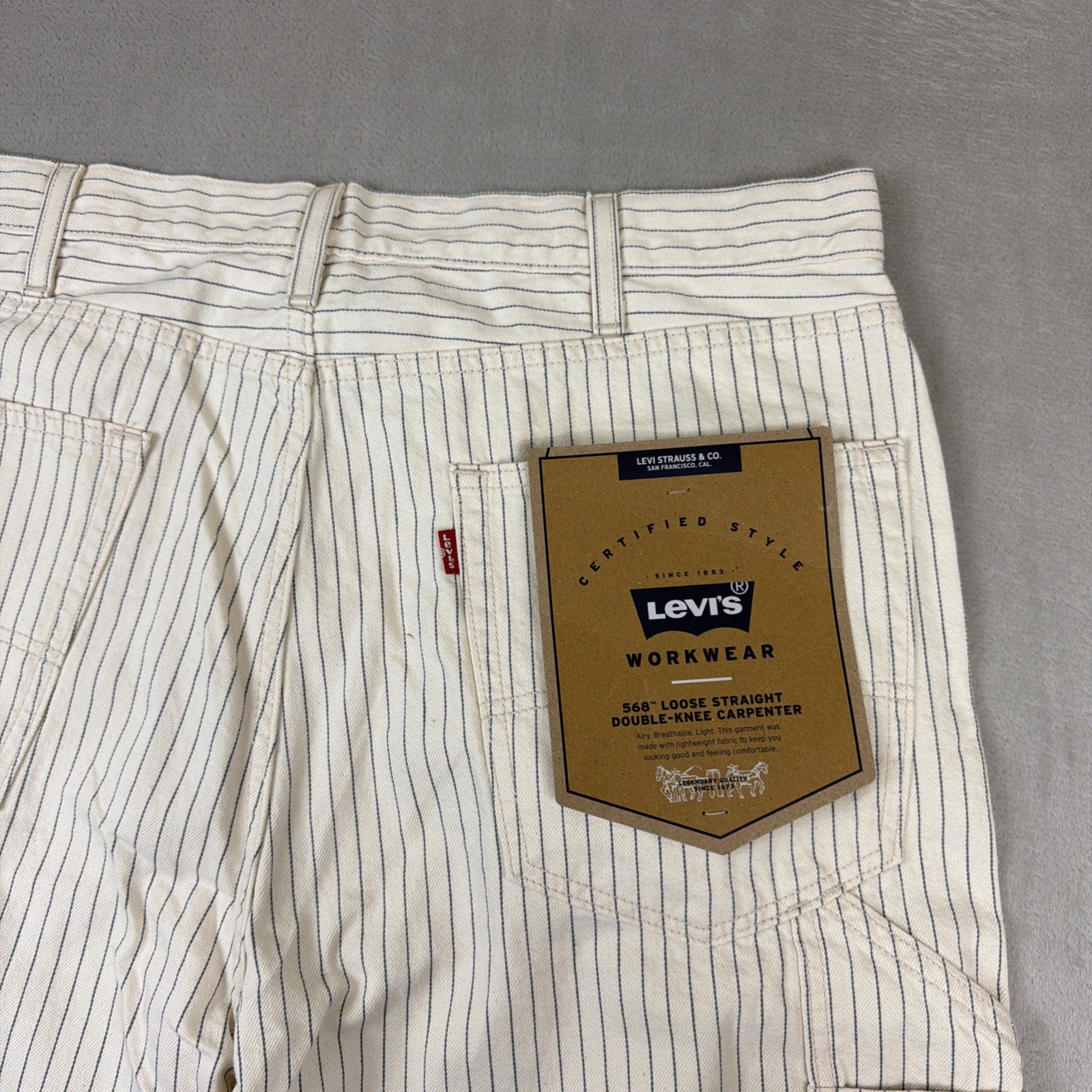 Levi’s 568 Carpenter Jeans Men’s Size 36×30 Hickory Stripe Workwear Loose Fit